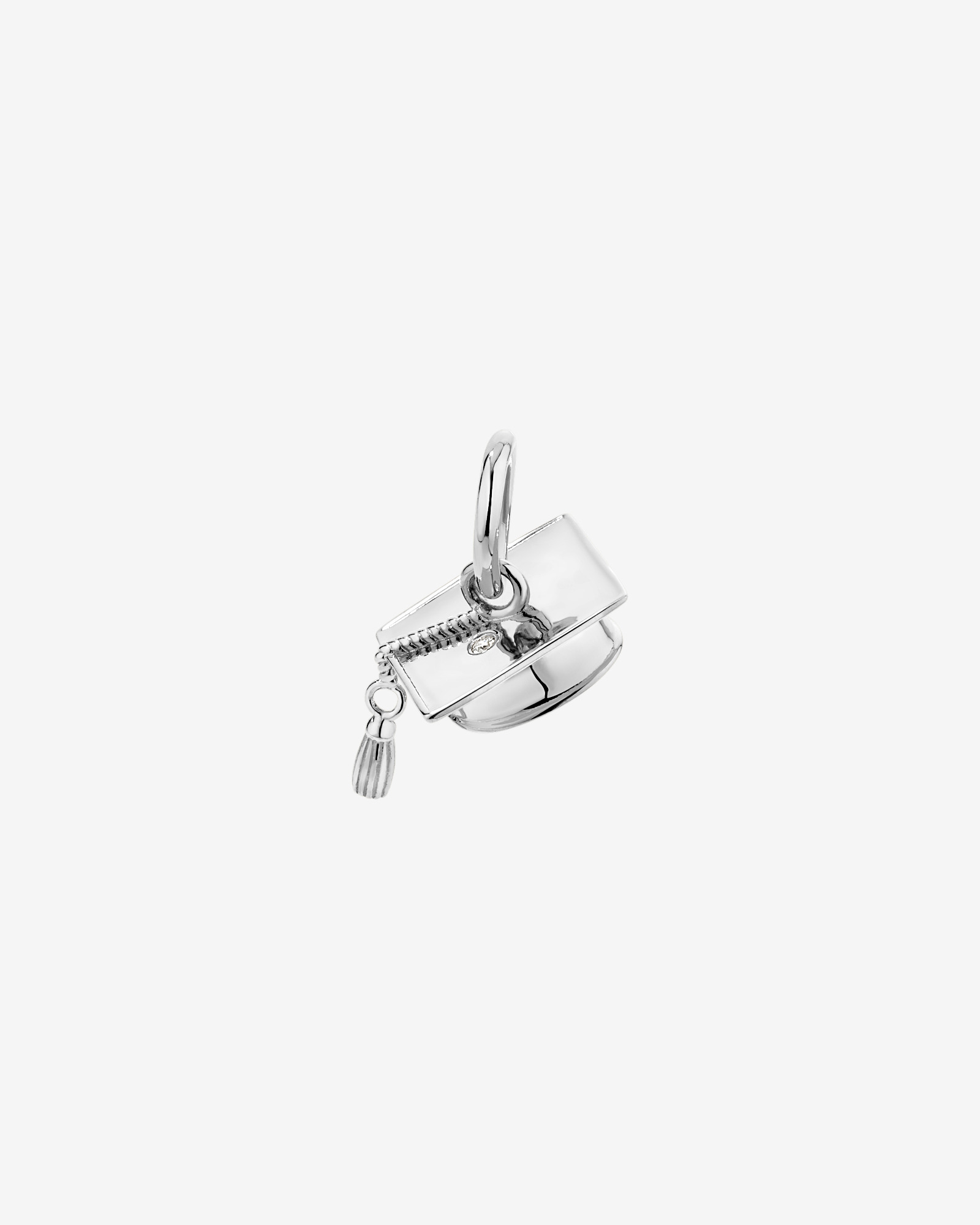 Graduation Cap Pendant with Diamond Accent in Sterling Silver