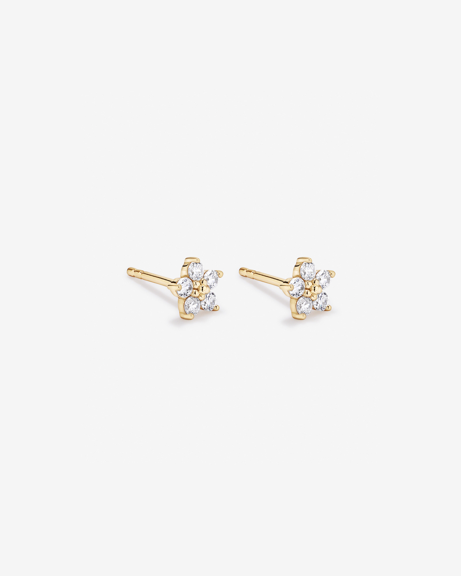 Flower Stud Earrings in 18kt Vermeil with Cubic Zirconia