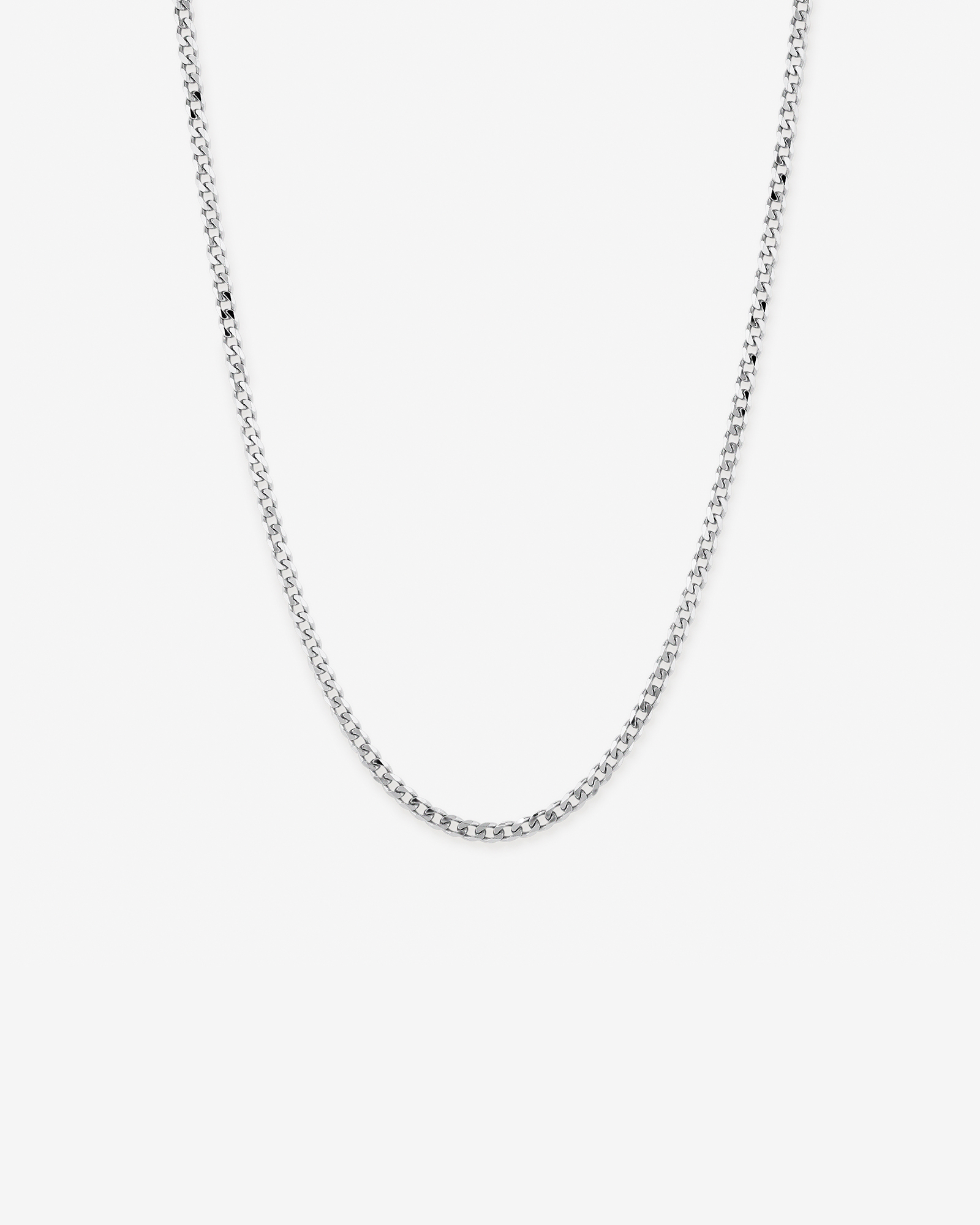 Collier Chaîne Gourmette Biseautée 55 Cm (22") Largeur 4,30 Mm En Argent Sterling