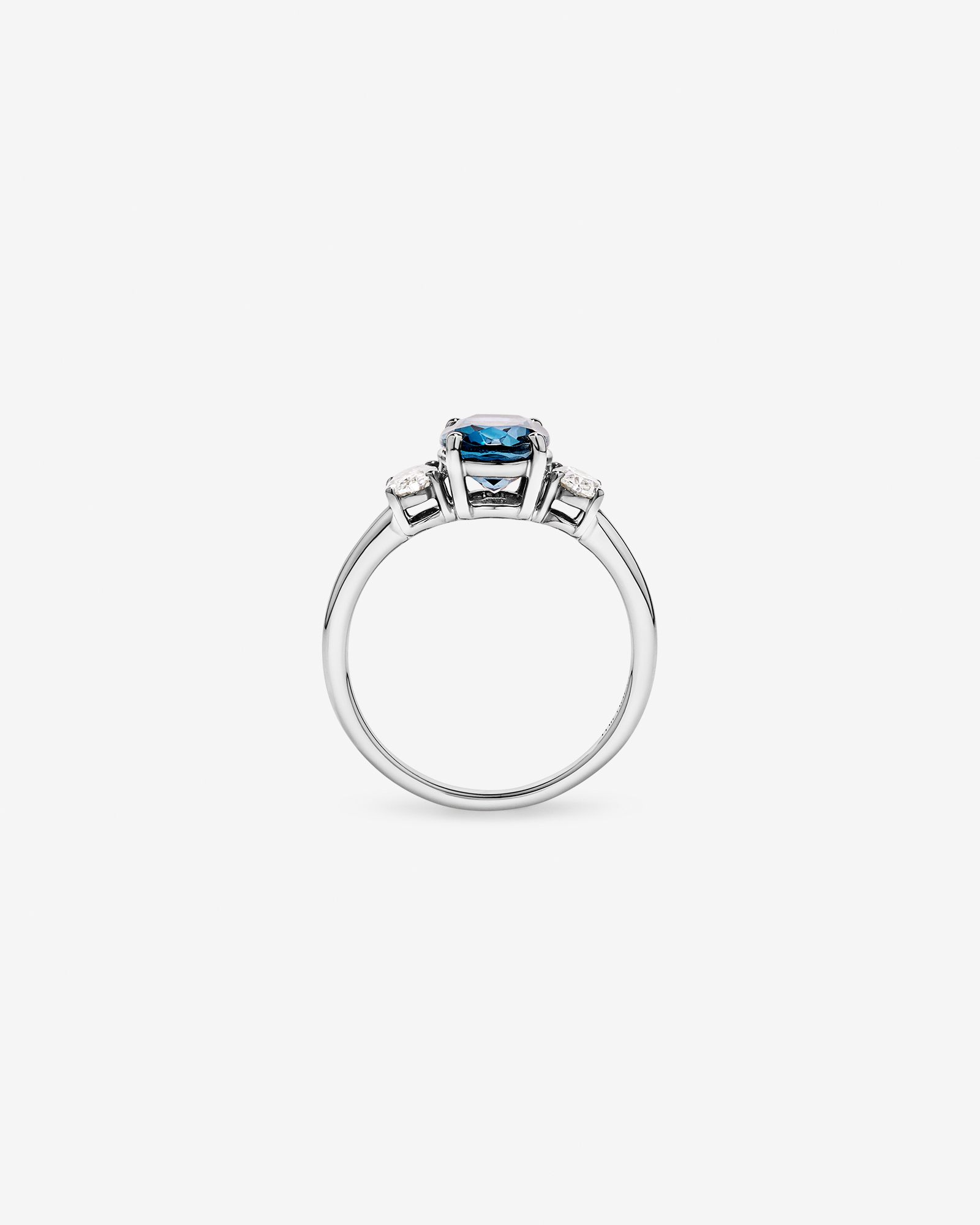 London Blue Topaz Ring with .46 Carat TW Diamonds 14kt White Gold