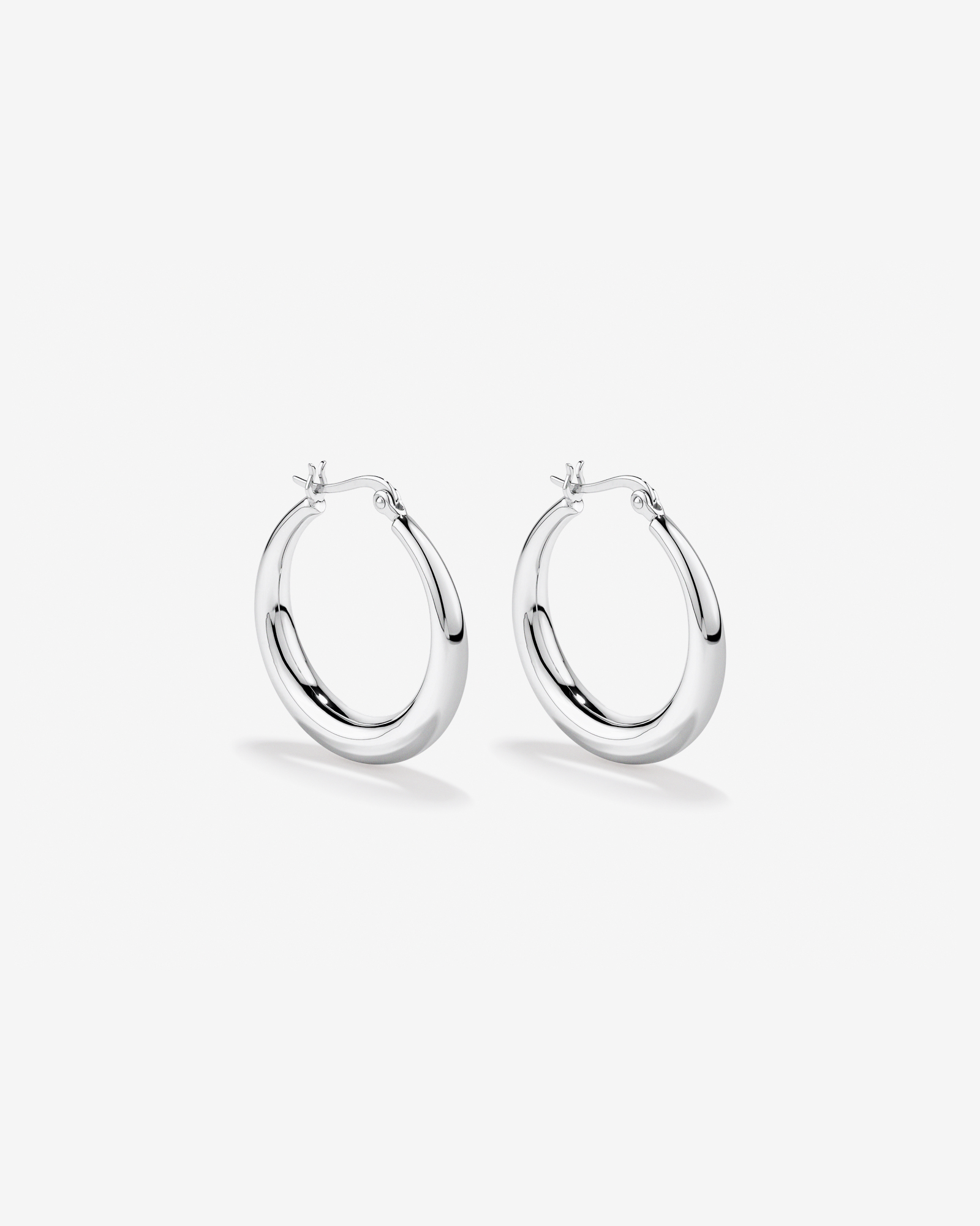 Boucles D'Oreilles Créoles Bombées Graduées En Argent Sterling