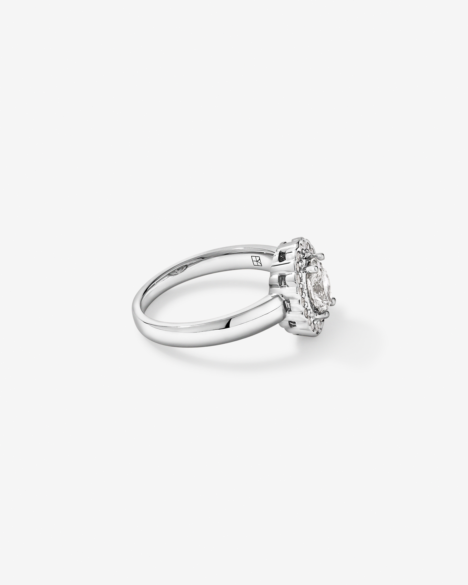 0.90 Carat TW Oval Diamond Floral Halo Ring 14kt White Gold