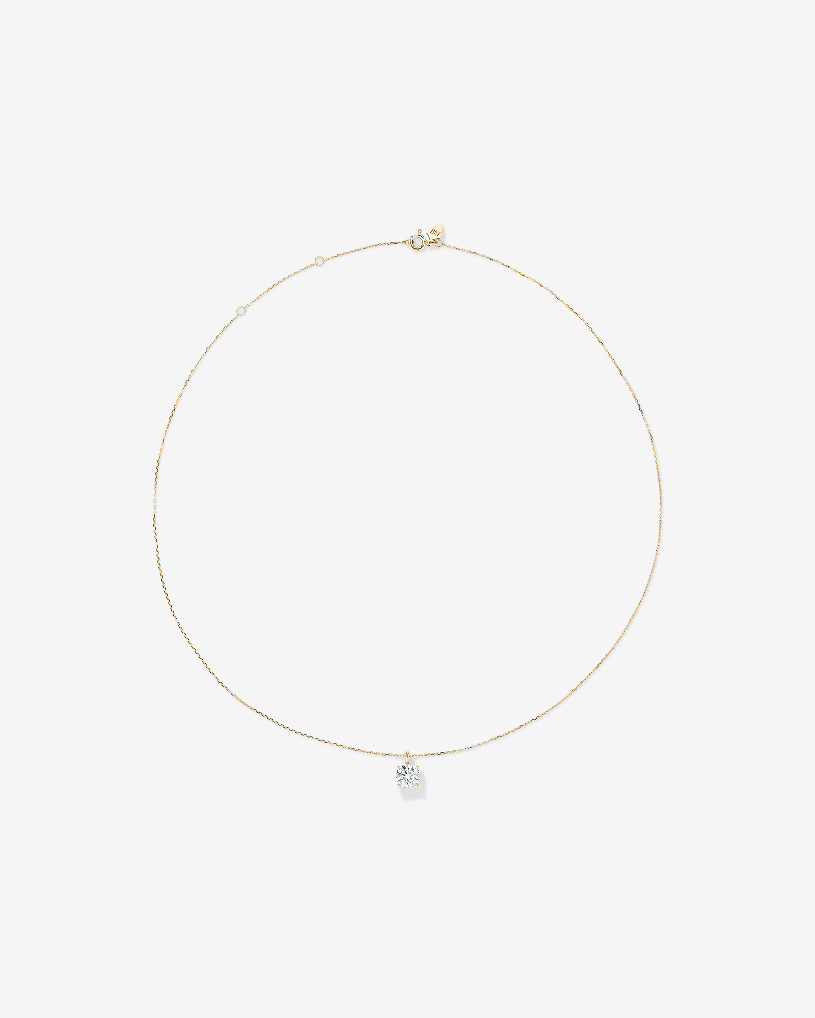 Pendentif solitaire en diamant cultivé en laboratoire TW de 1,00 carat en or jaune 14 carats