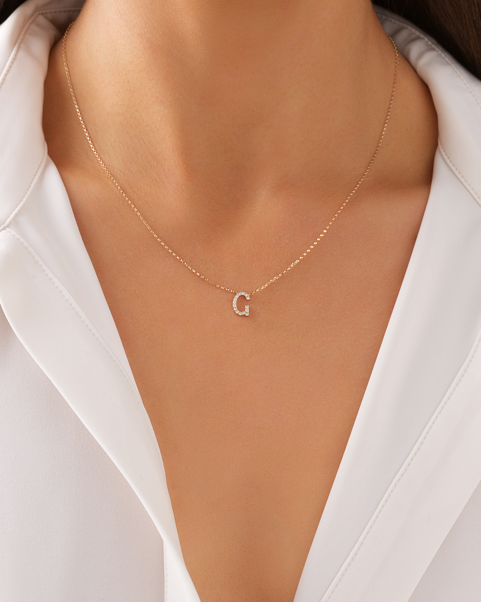 "G" Initial Necklace with 0.10 Carat TW of Diamonds in 10kt Yellow Gold