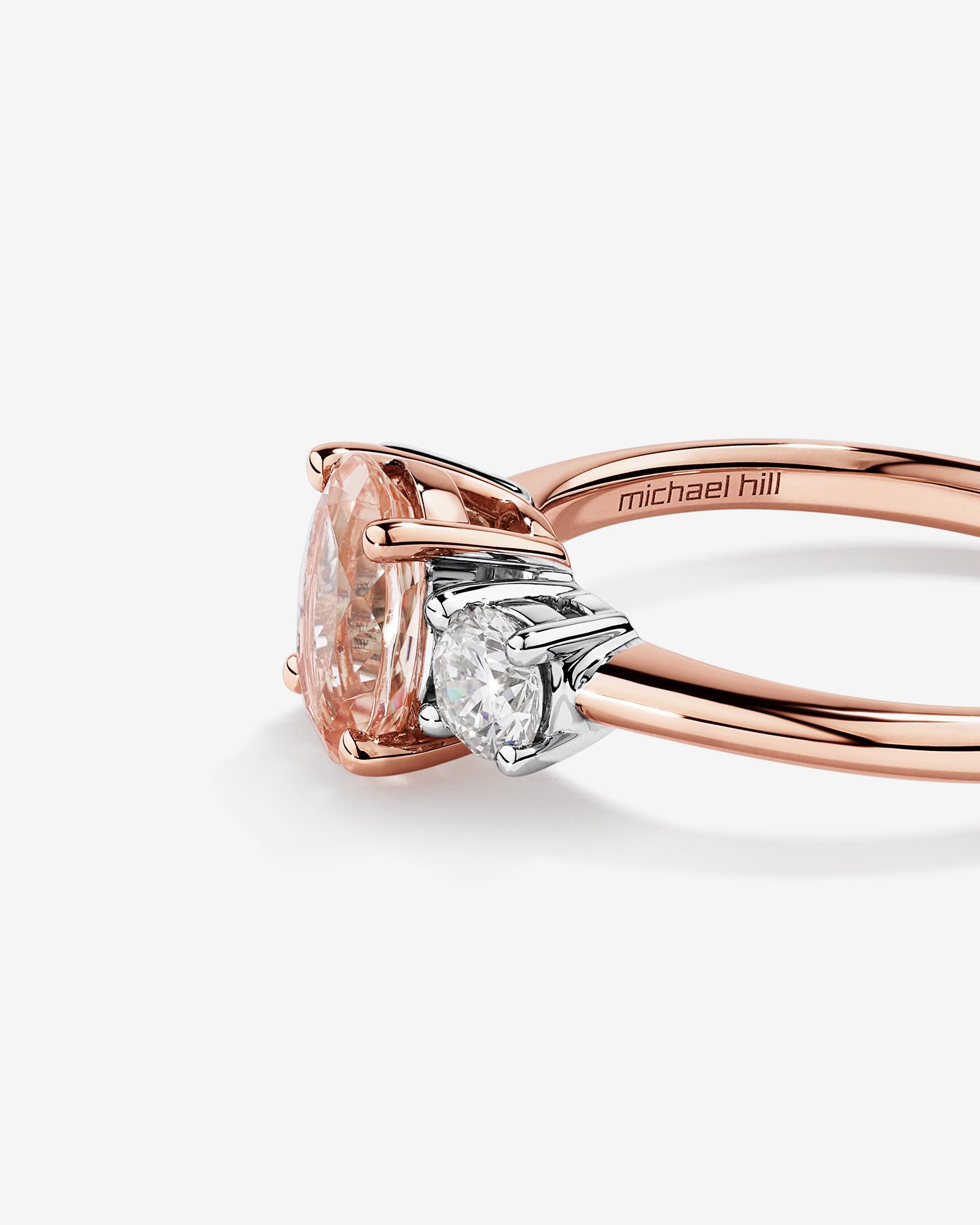 Bague en or rose 10 K avec morganite et diamants totalisant 0,40 ct