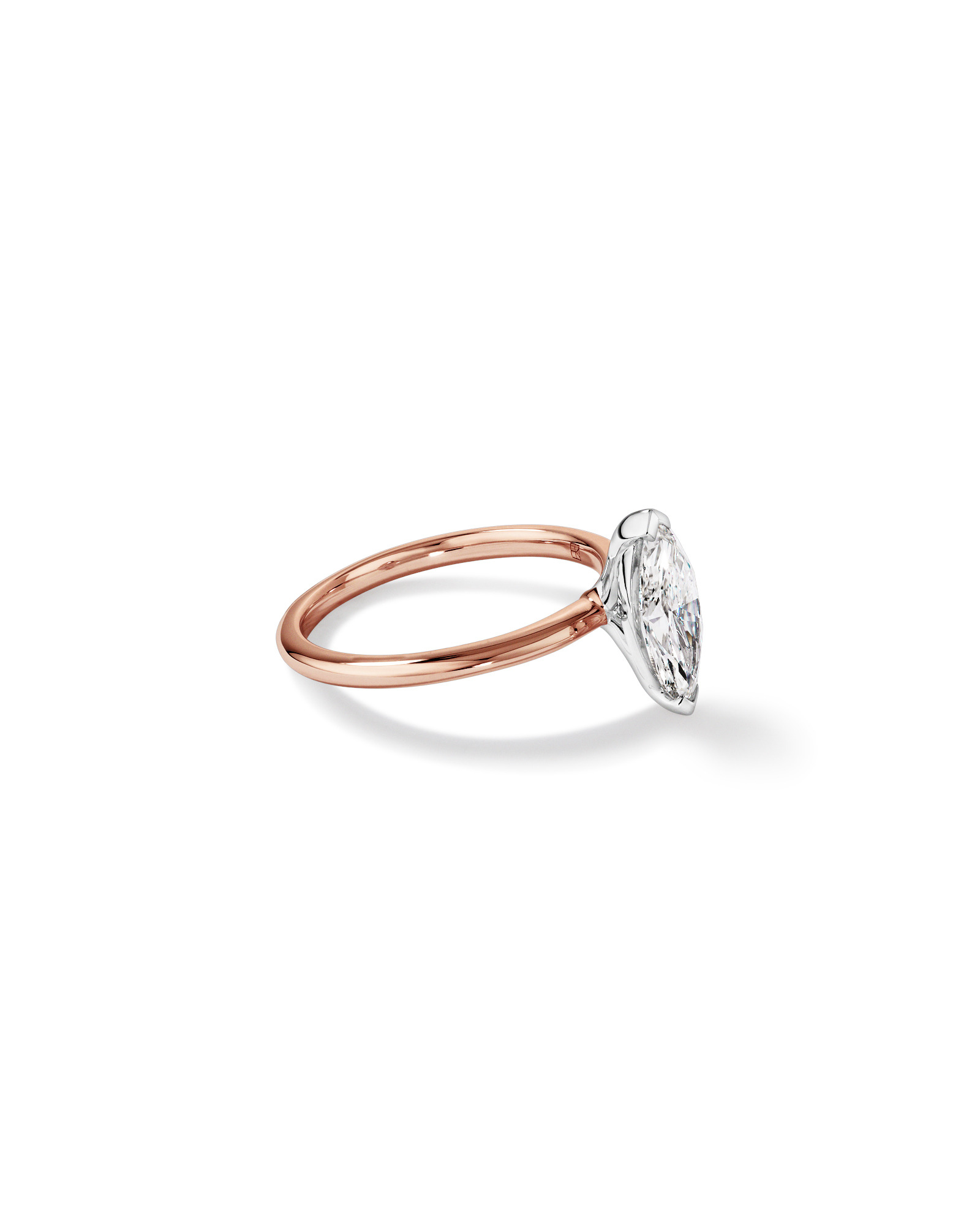 Bague de fiançailles solitaire en diamant cultivé en laboratoire TW Marquise de 1,25 carat en or rose et blanc 14 carats
