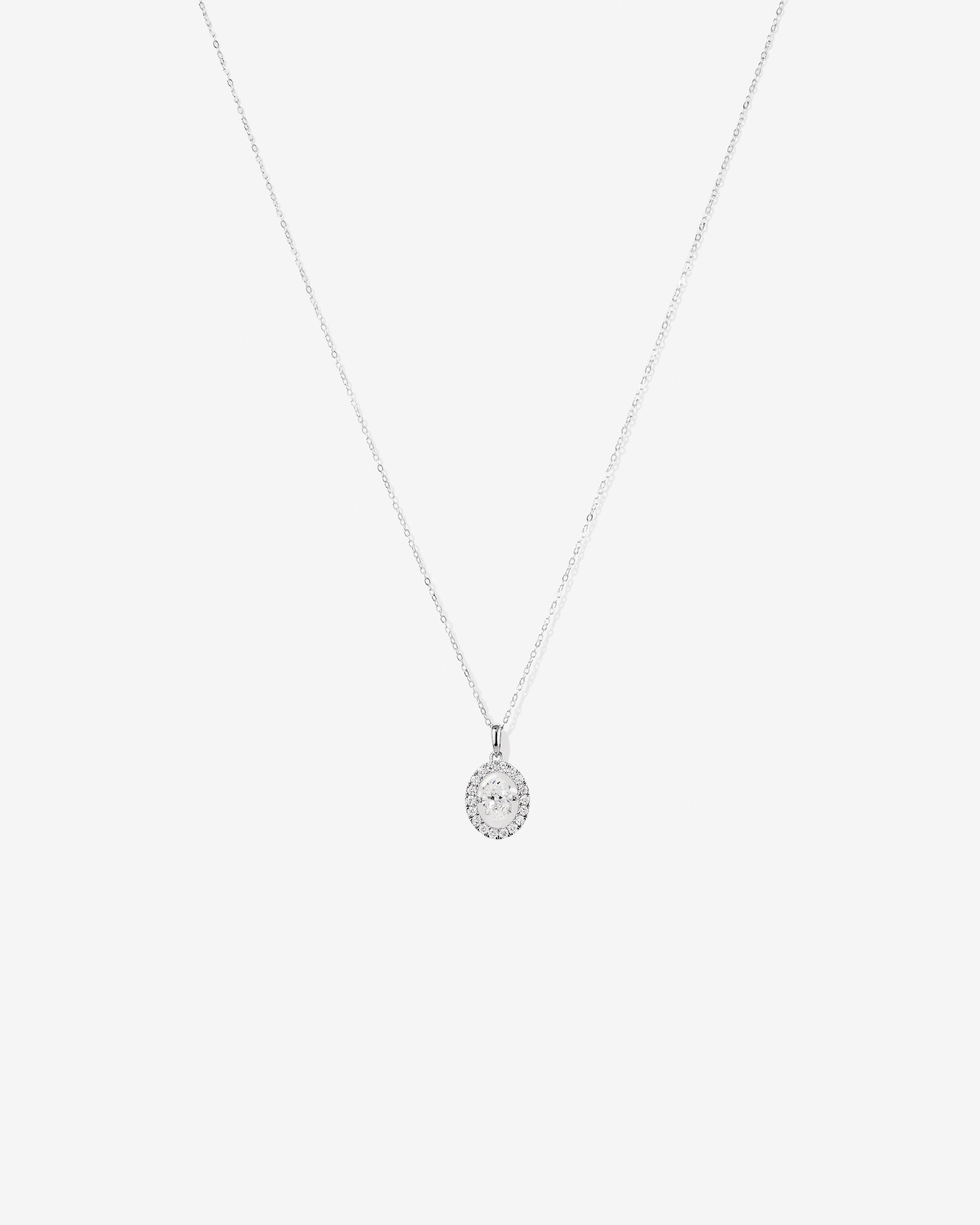 Lume Lab Oval Pendant with 1.00 Carat TW of Laboratory-Grown Diamond in 10kt White Gold