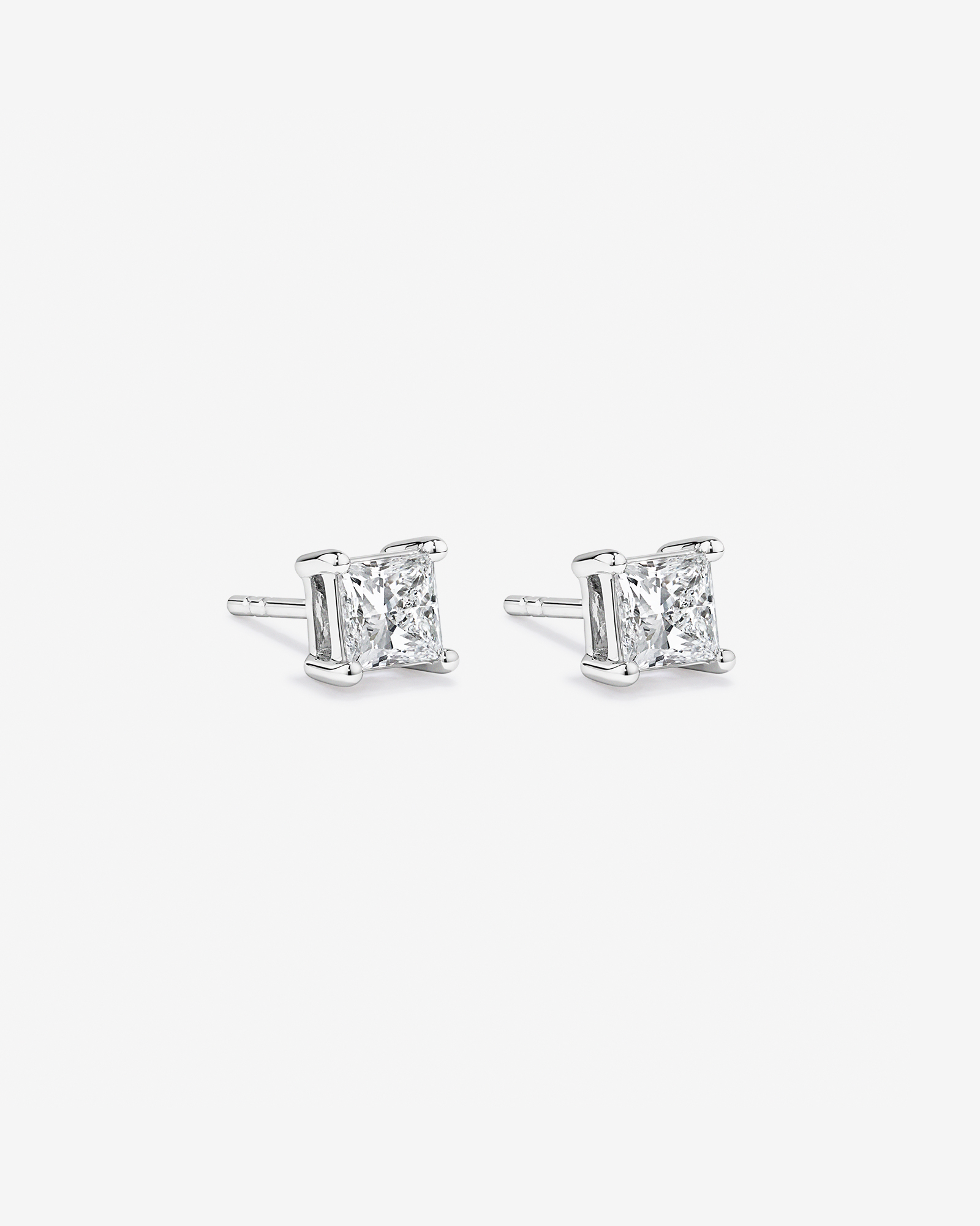 1.00TW Lab Diamond Princess Solitaire Studs 10kt White Gold