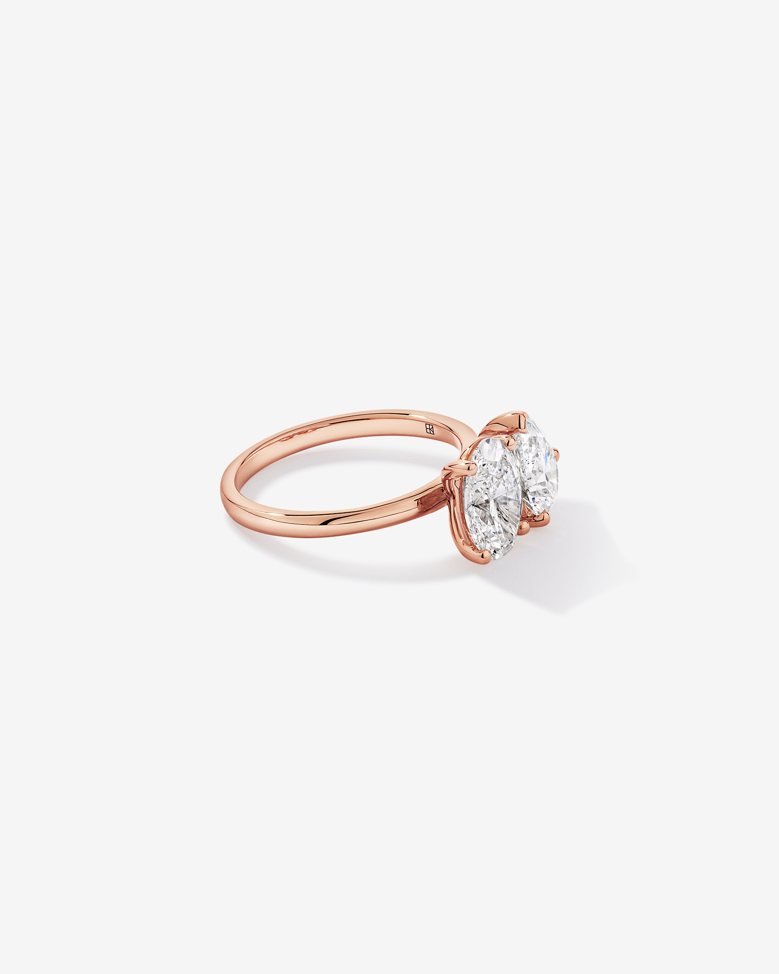 3.00TW Pear and Oval Laboratory-Grown Diamond Two Stone Engagement Ring in 14kt Rose Gold