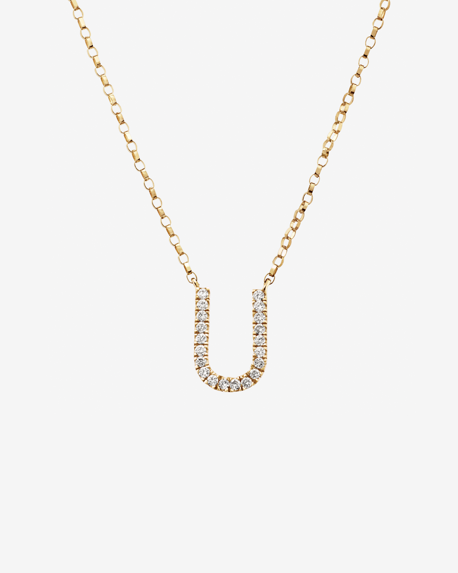 "U" Initial Necklace with 0.10 Carat TW of Diamonds in 10kt Yellow Gold