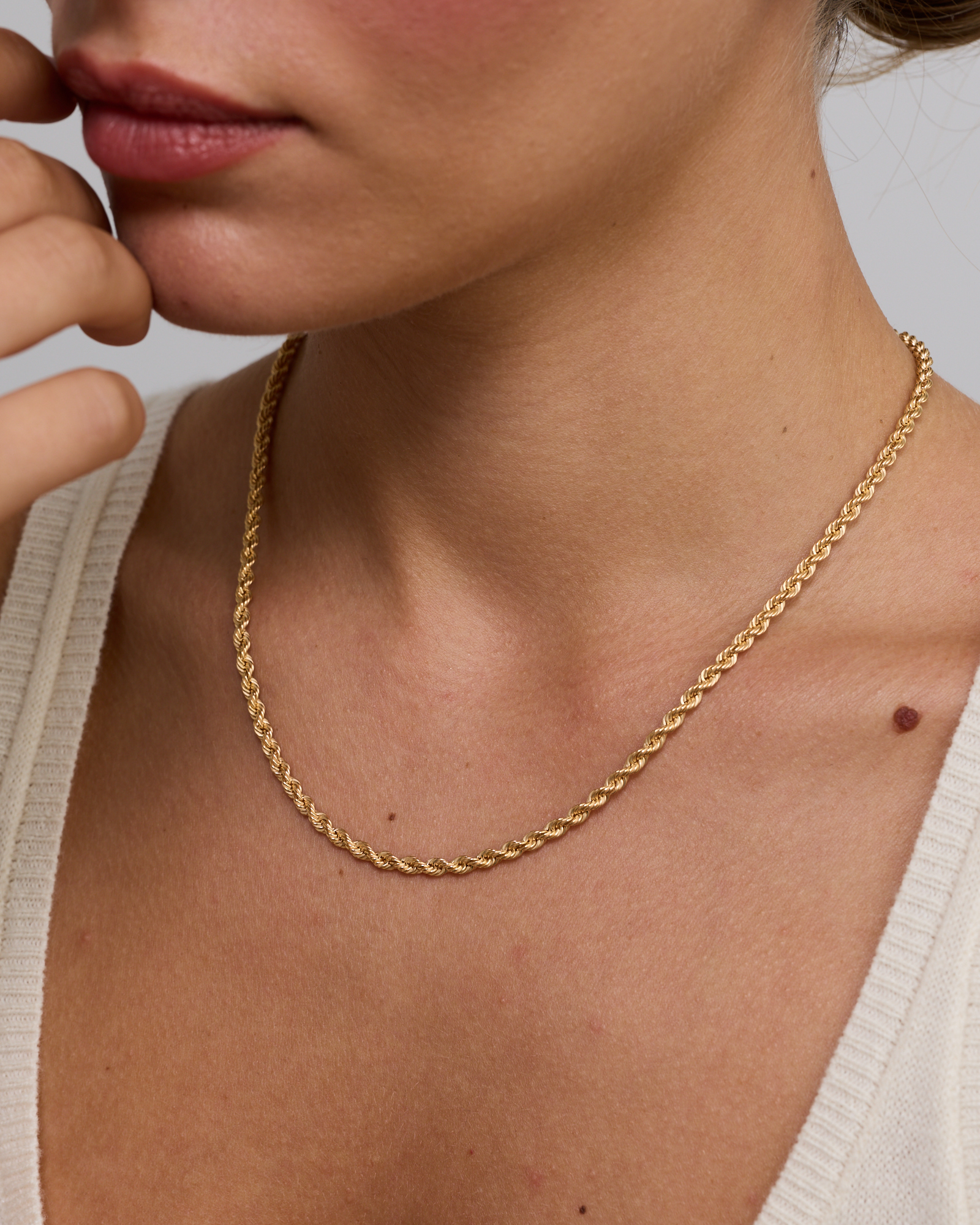 50cm (20") 3.3mm Width Hollow Rope Chain in 10ct Yellow Gold