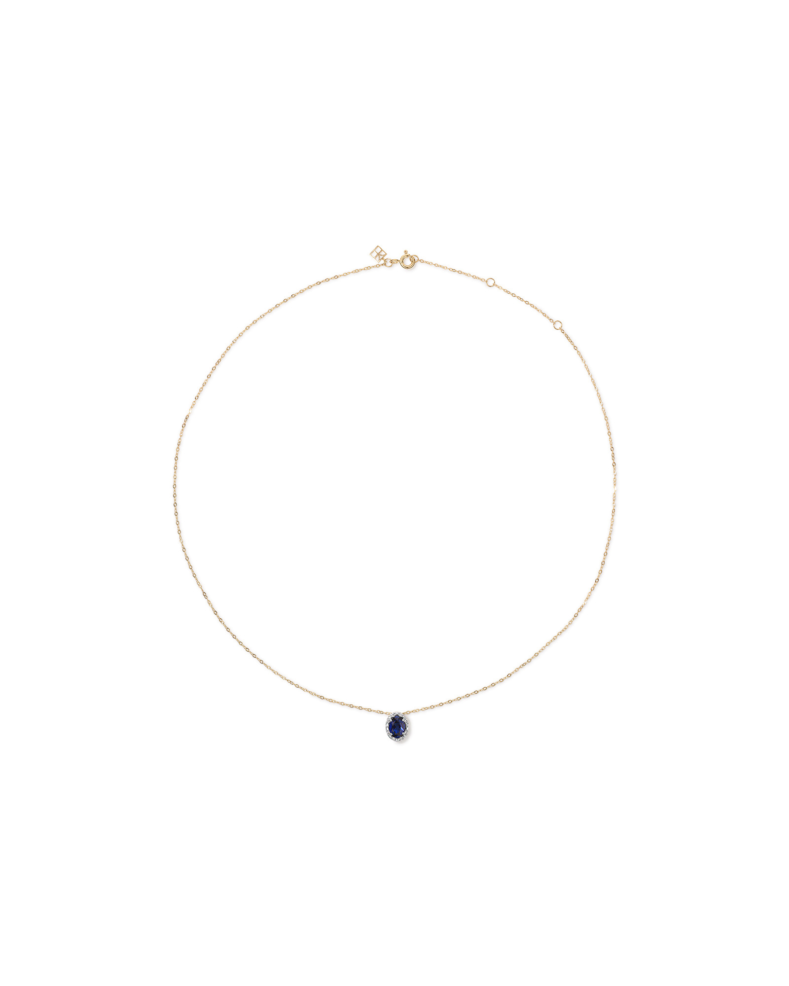 Oval Cut Blue Created Sapphire and Lab-Grown Diamond Halo Stud Earrings and Pendant Necklace Set in 10kt Yellow Gold and Rhodium