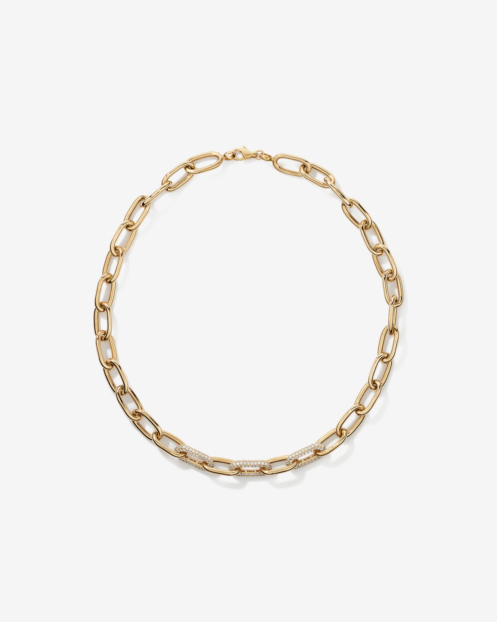 Pavé Luxe Links Necklace in 18kt Vermeil