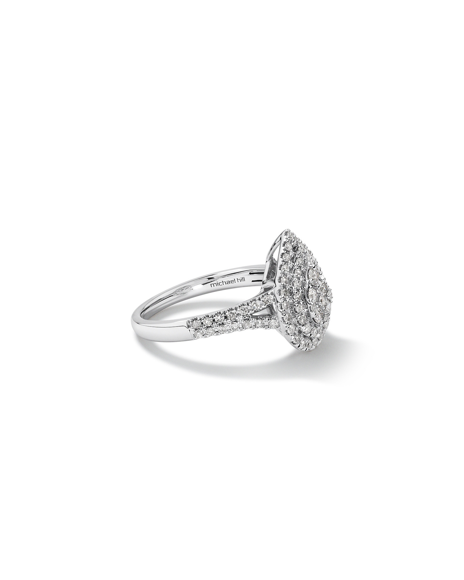 0.65 Carat TW Pear Shaped Cluster Halo Diamond Ring in 10kt White Gold