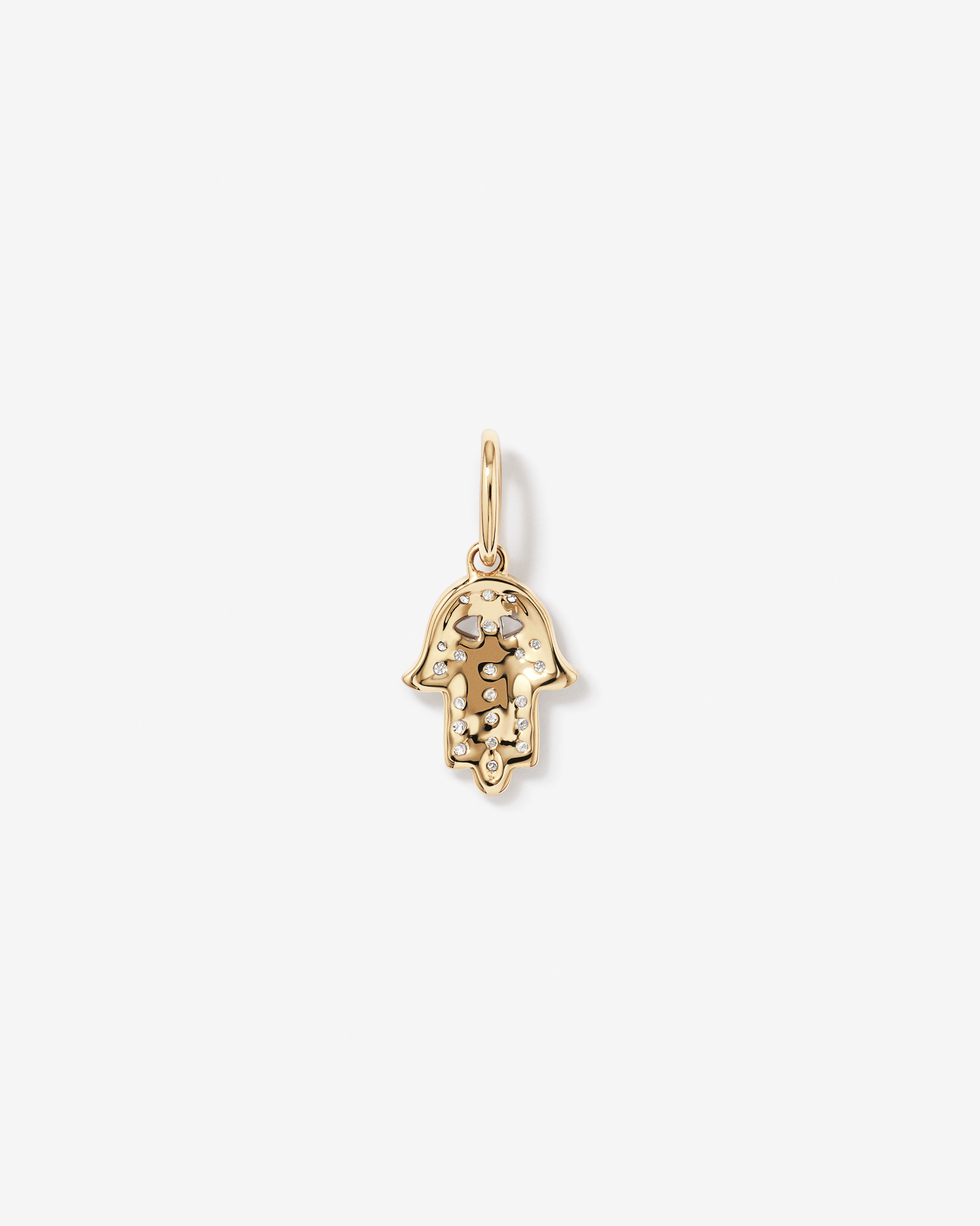 Diamond Hamsa Hand Pendant in 10kt Yellow Gold
