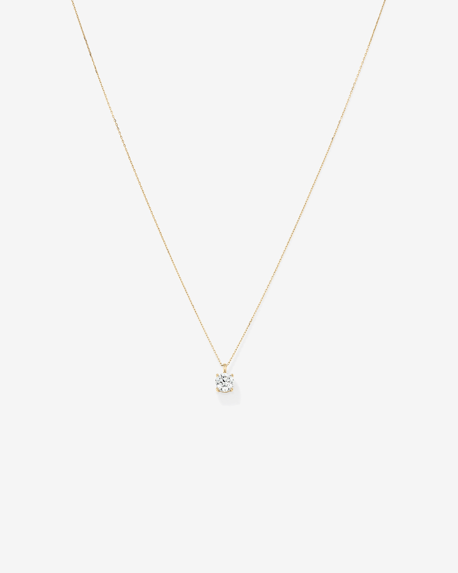 Pendentif solitaire en diamant cultivé en laboratoire TW de 1,00 carat en or jaune 14 carats