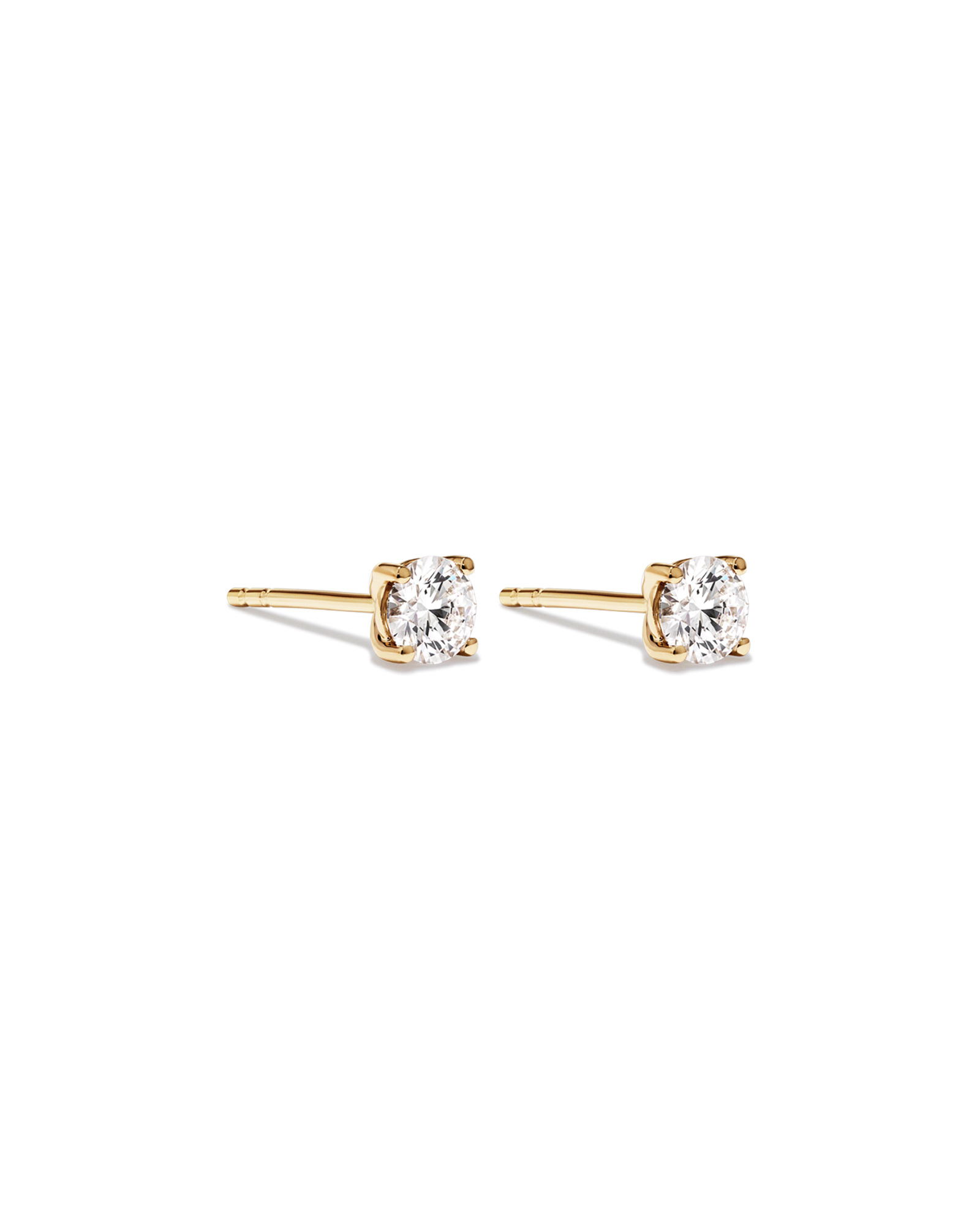 Boucles d’oreilles en diamant solitaire cultivées en laboratoire de 0,50 carat TW en or jaune 14 carats