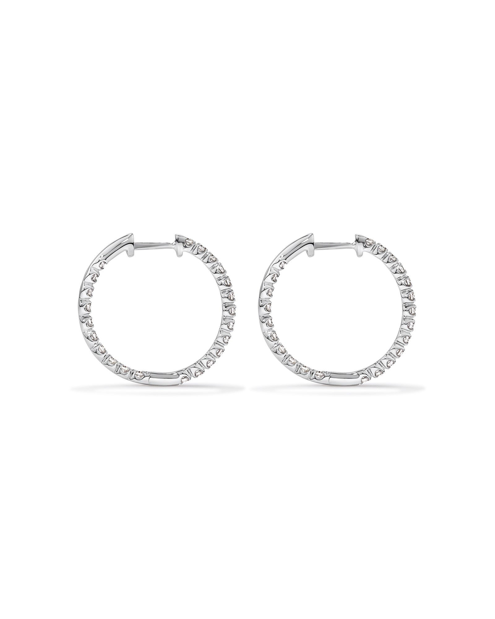 Carat TW Laboratory-Grown Diamond Hoop Earrings Set in 10kt White Gold