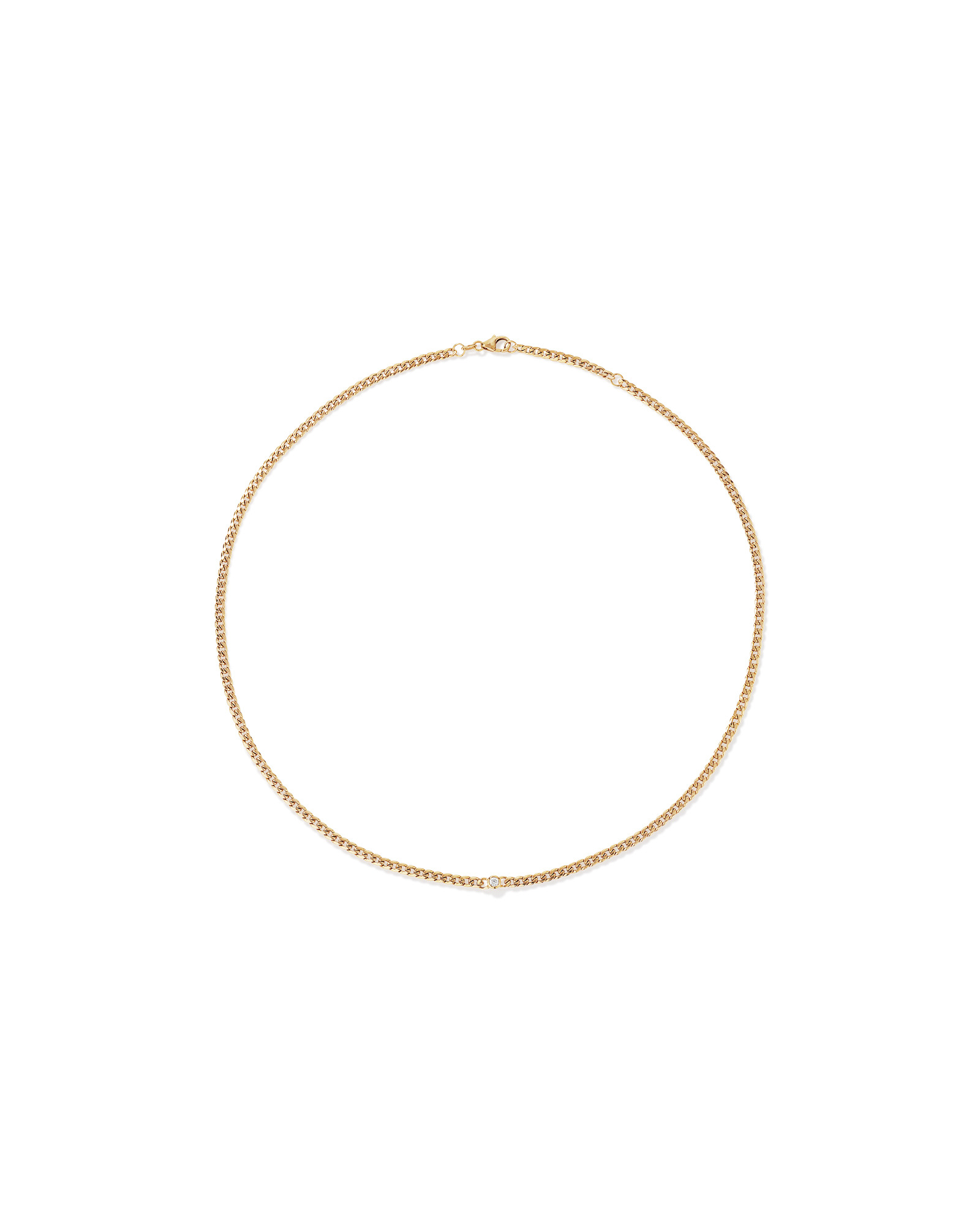 Diamond Accent Curb Chain Necklace in 10kt Yellow Gold