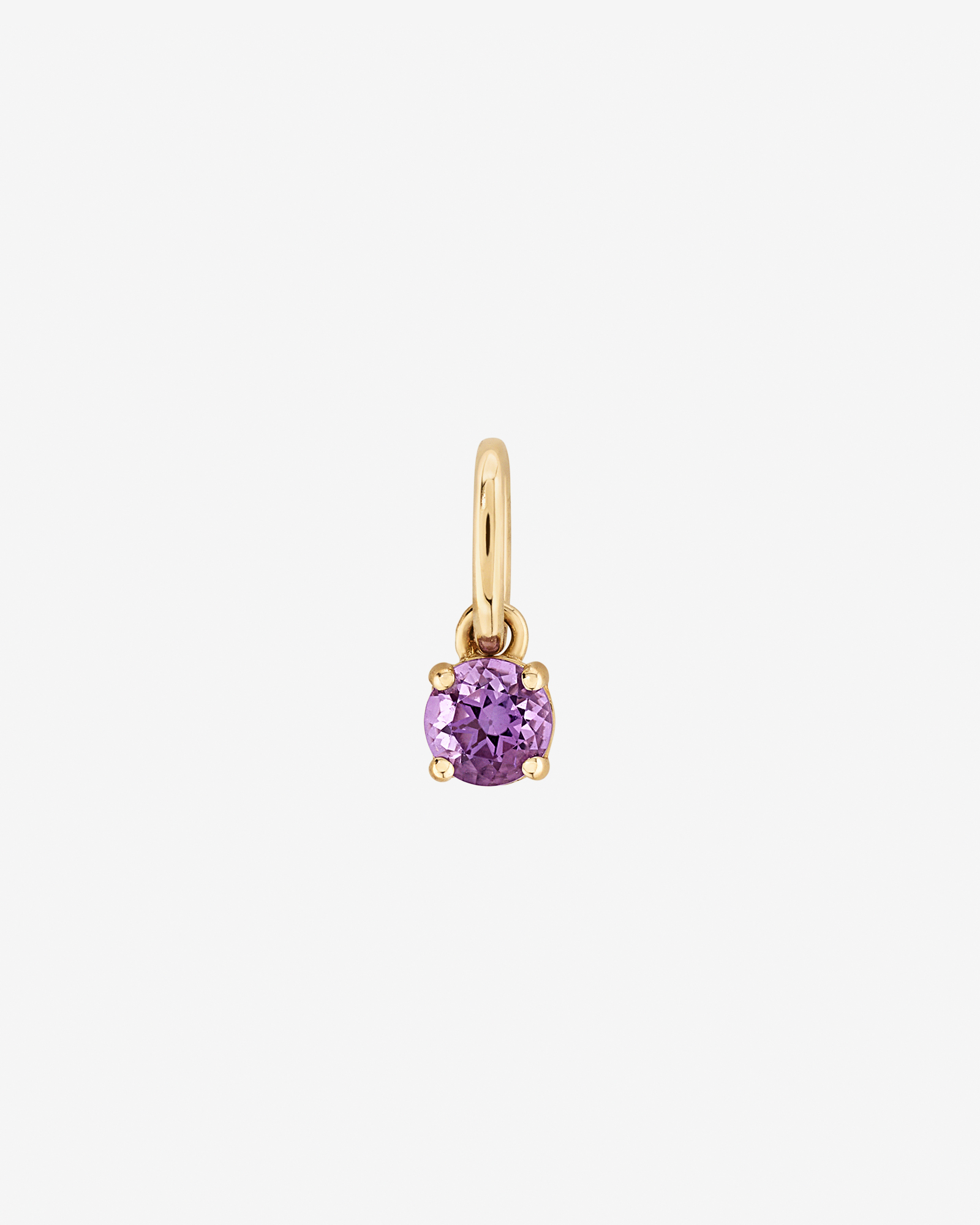 Round Purple Amethyst Birthstone Pendant in 10kt Yellow Gold