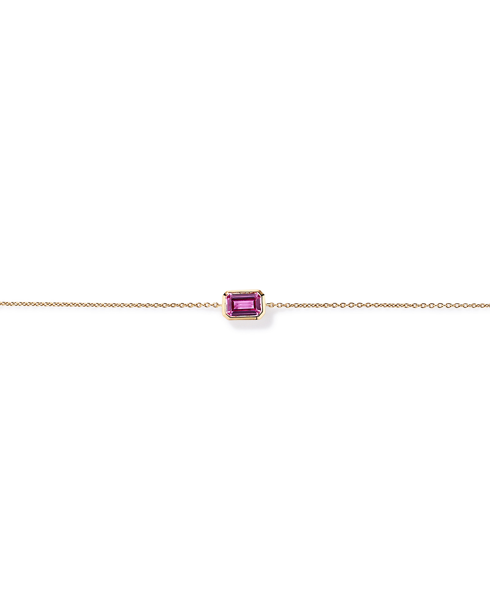 Bracelet à lunettes en saphir rose taillé émeraude en or jaune 10 carats