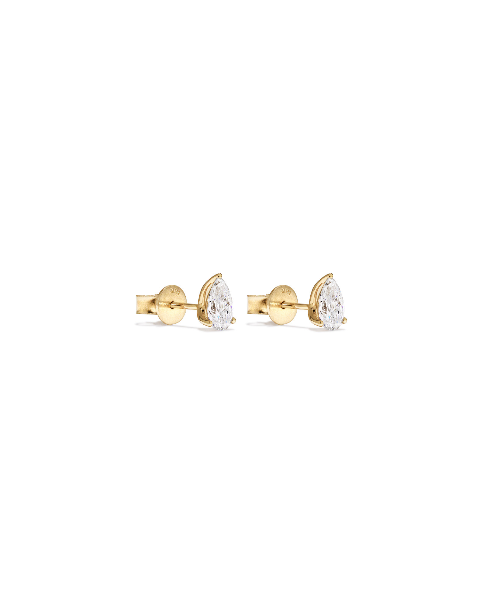 1.00 Carat TW Pear Cut Laboratory-Grown Diamond Solitaire Stud Earrings in 10kt Yellow Gold