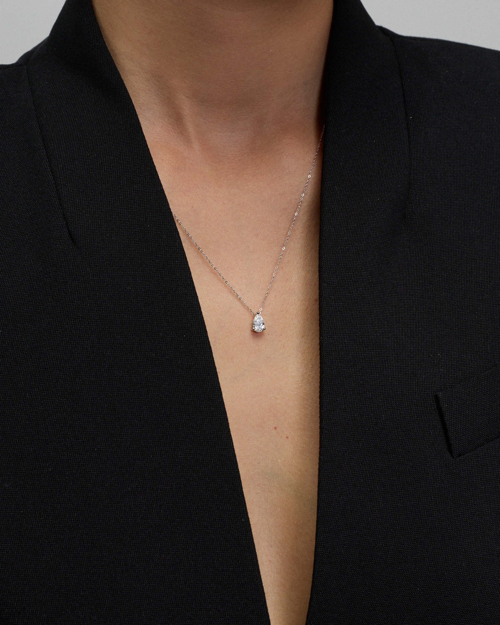0.50TW Lab Diamond Pear Solitaire Necklace in 10kt Gold