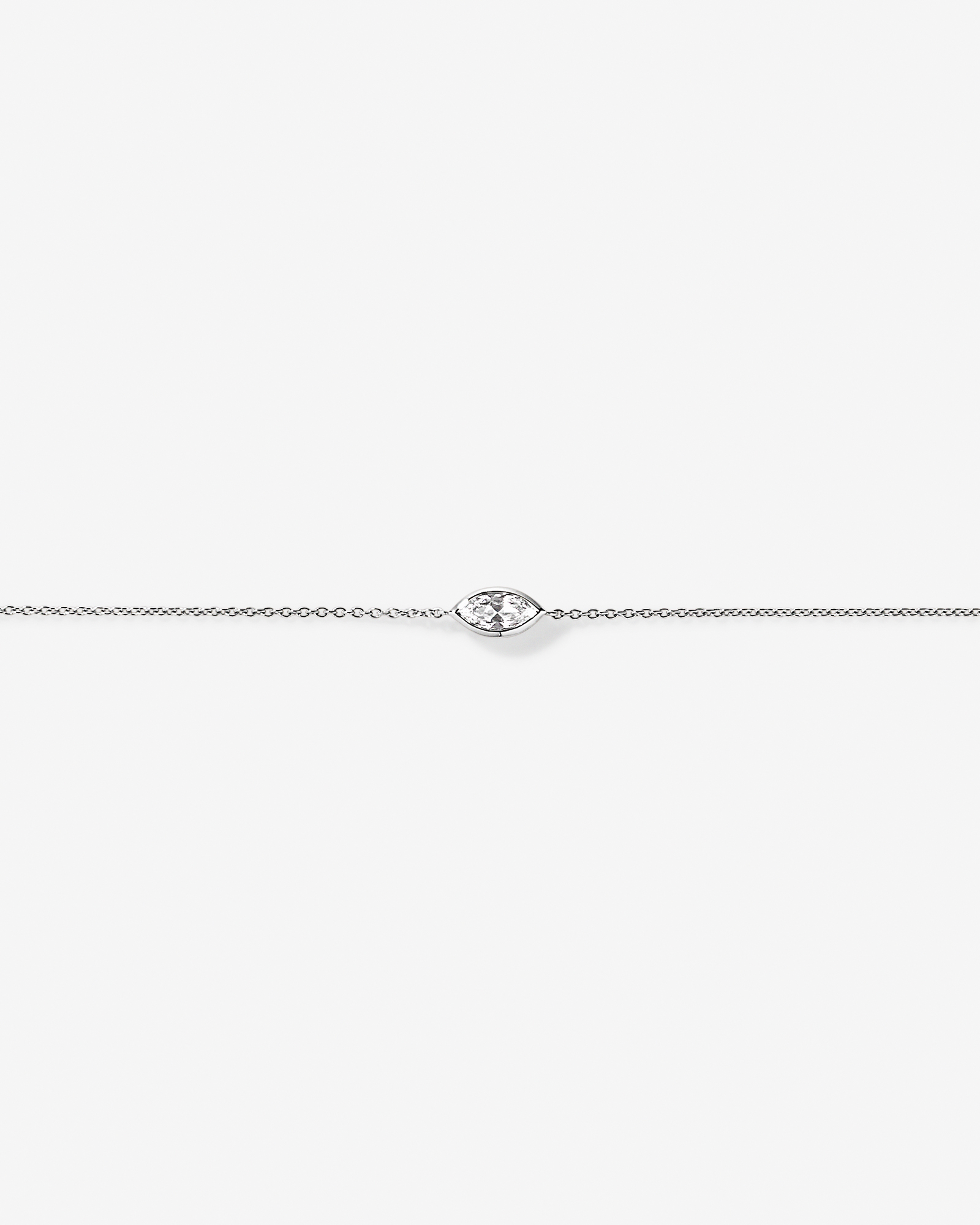 Marquise Cut White Created Sapphire Bezel Bracelet in 10kt White Gold