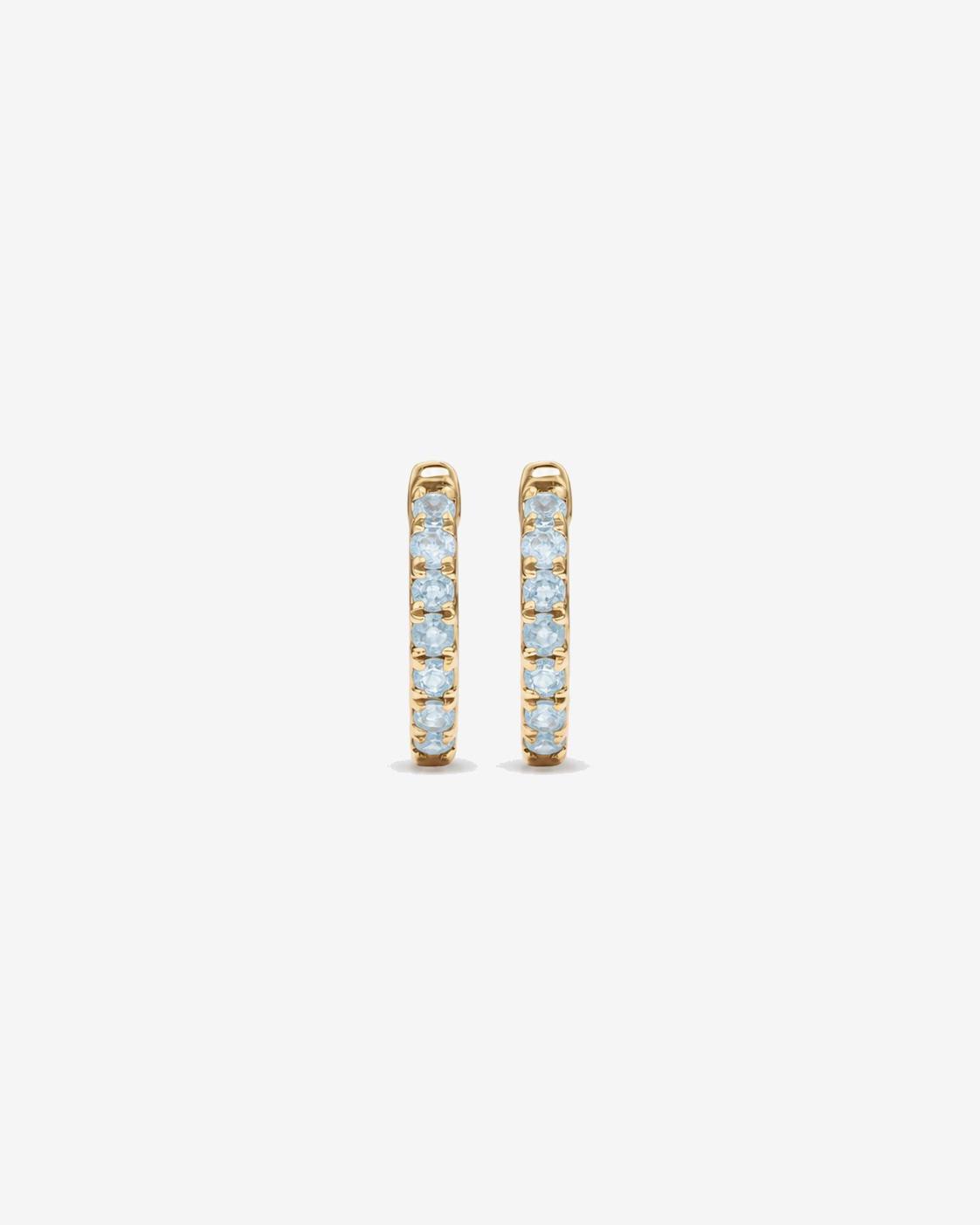 Aquamarine Huggie Hoop Earrings in 10kt Yellow Gold