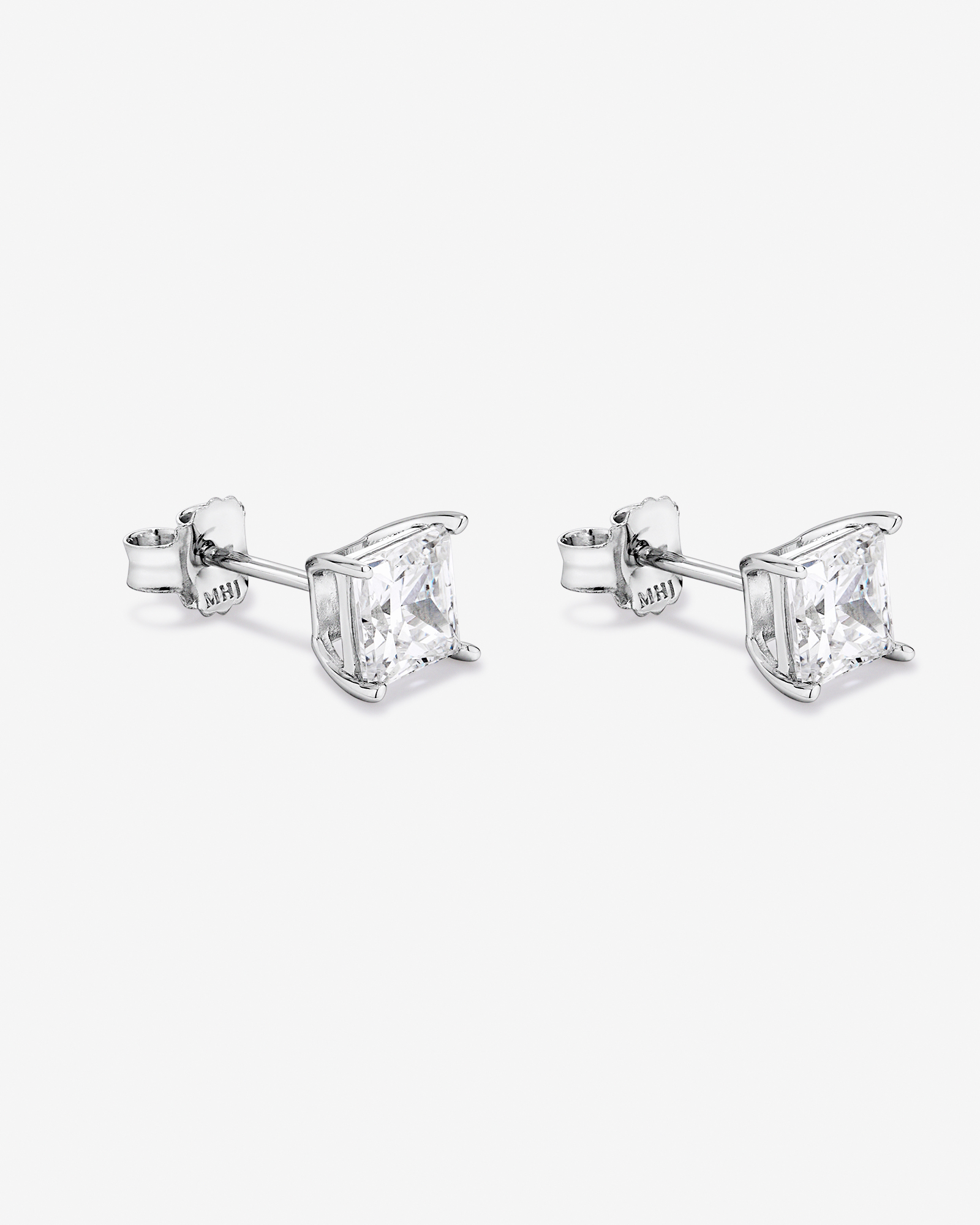 6mm Princess-Cut Cubic Zirconia Solitaire Stud Earrings in Sterling Silver