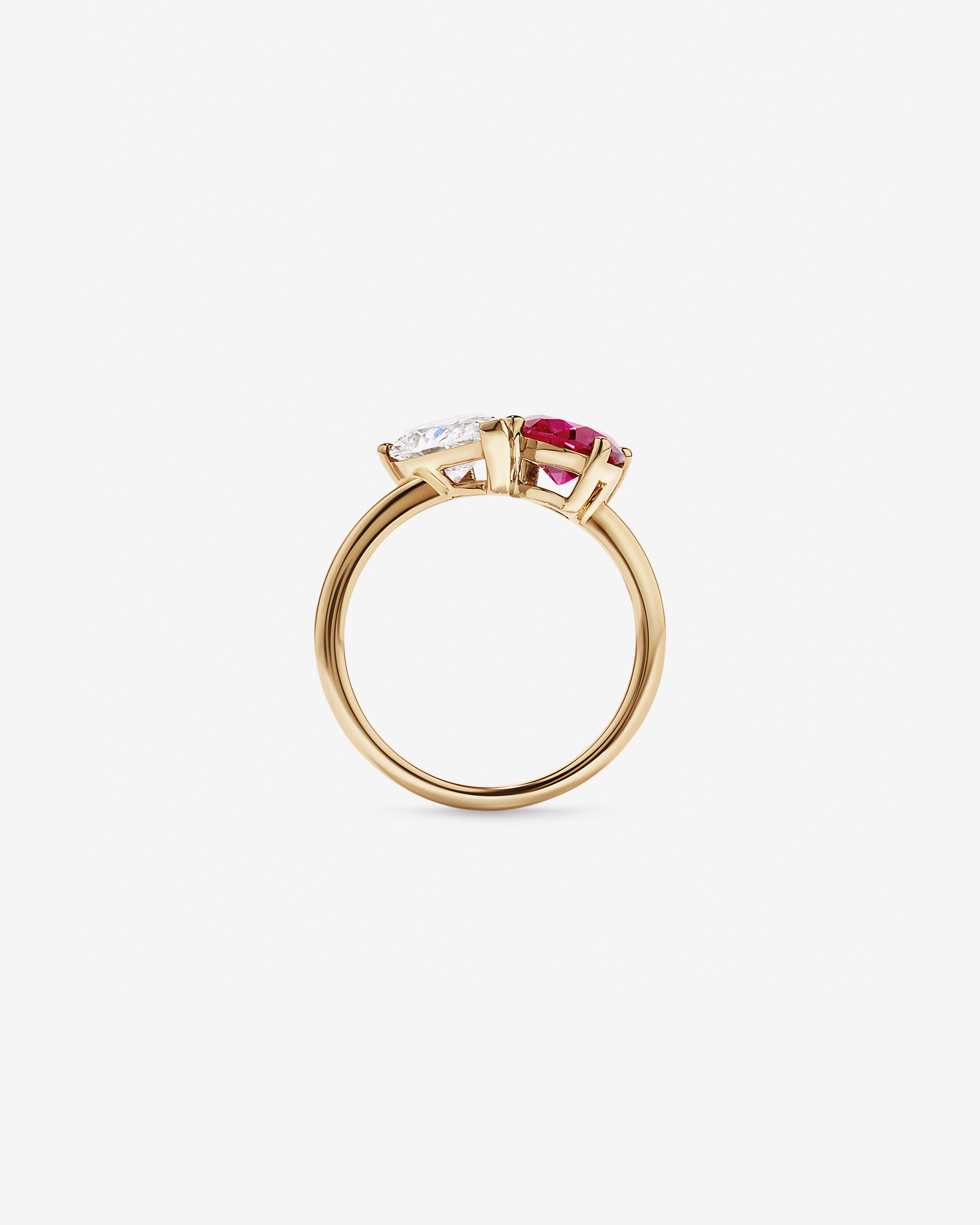 Bague toi et moi 1,50 ct TDW avec rubis créé en or 10