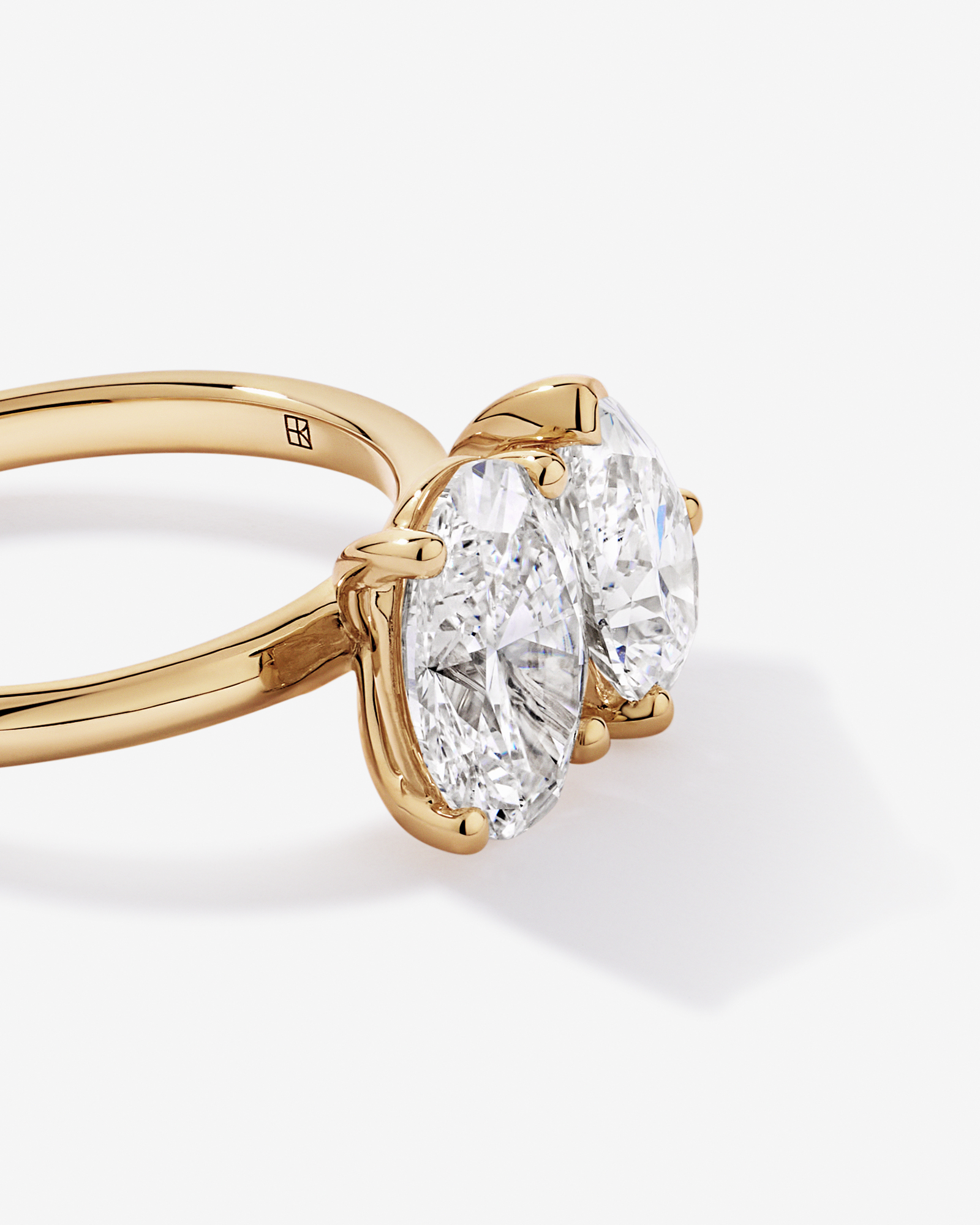 3.00TW Pear and Oval Laboratory-Grown Diamond Two Stone Engagement Ring 14kt Yellow Gold