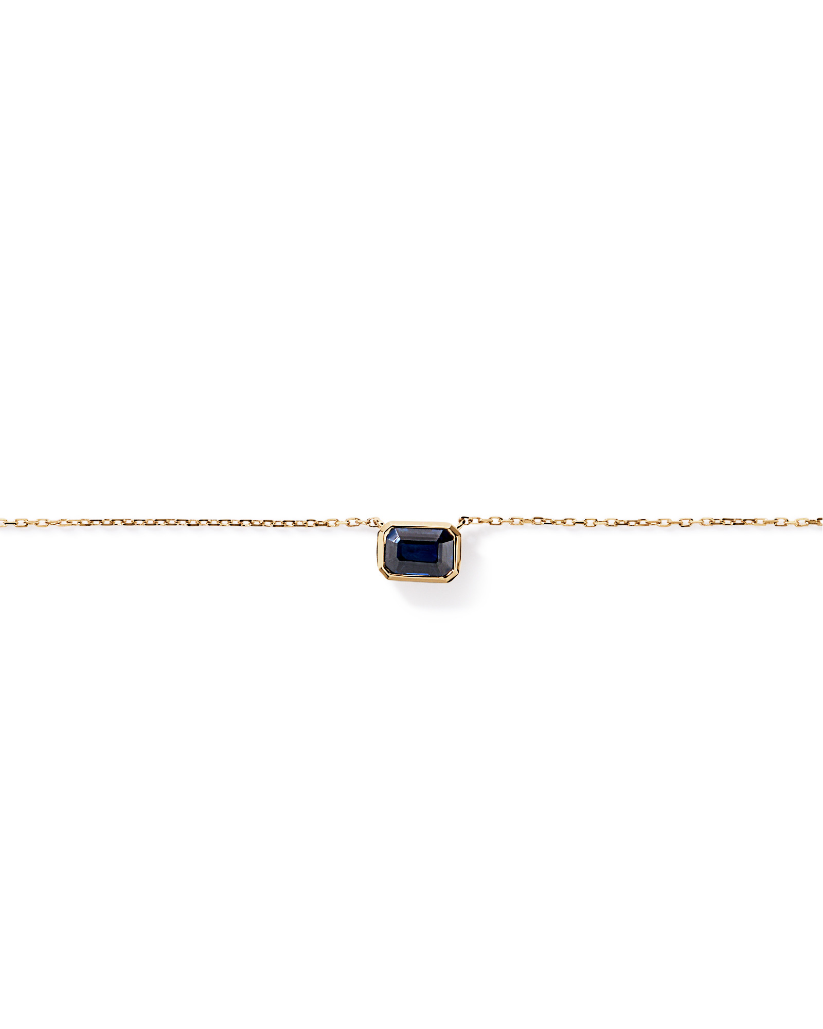 Australian Sapphire Emerald Cut Bezel Set Necklace in 10kt Yellow Gold