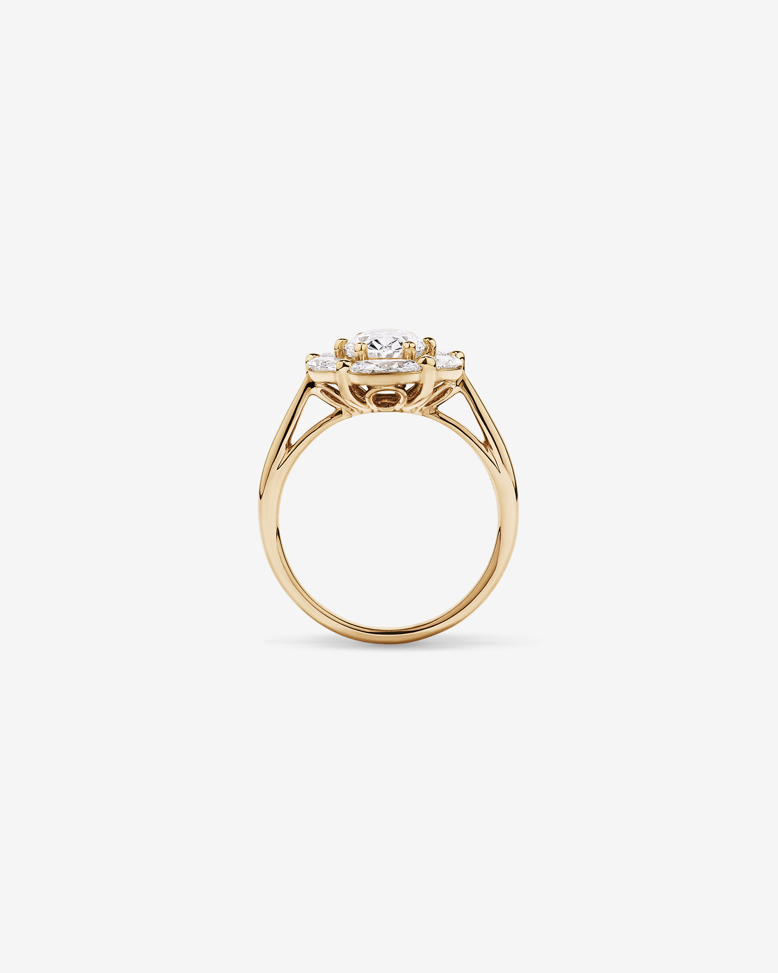 2.68 Carat TW Oval and Marquise Laboratory-Grown Diamond Halo Ring 14kt White Gold