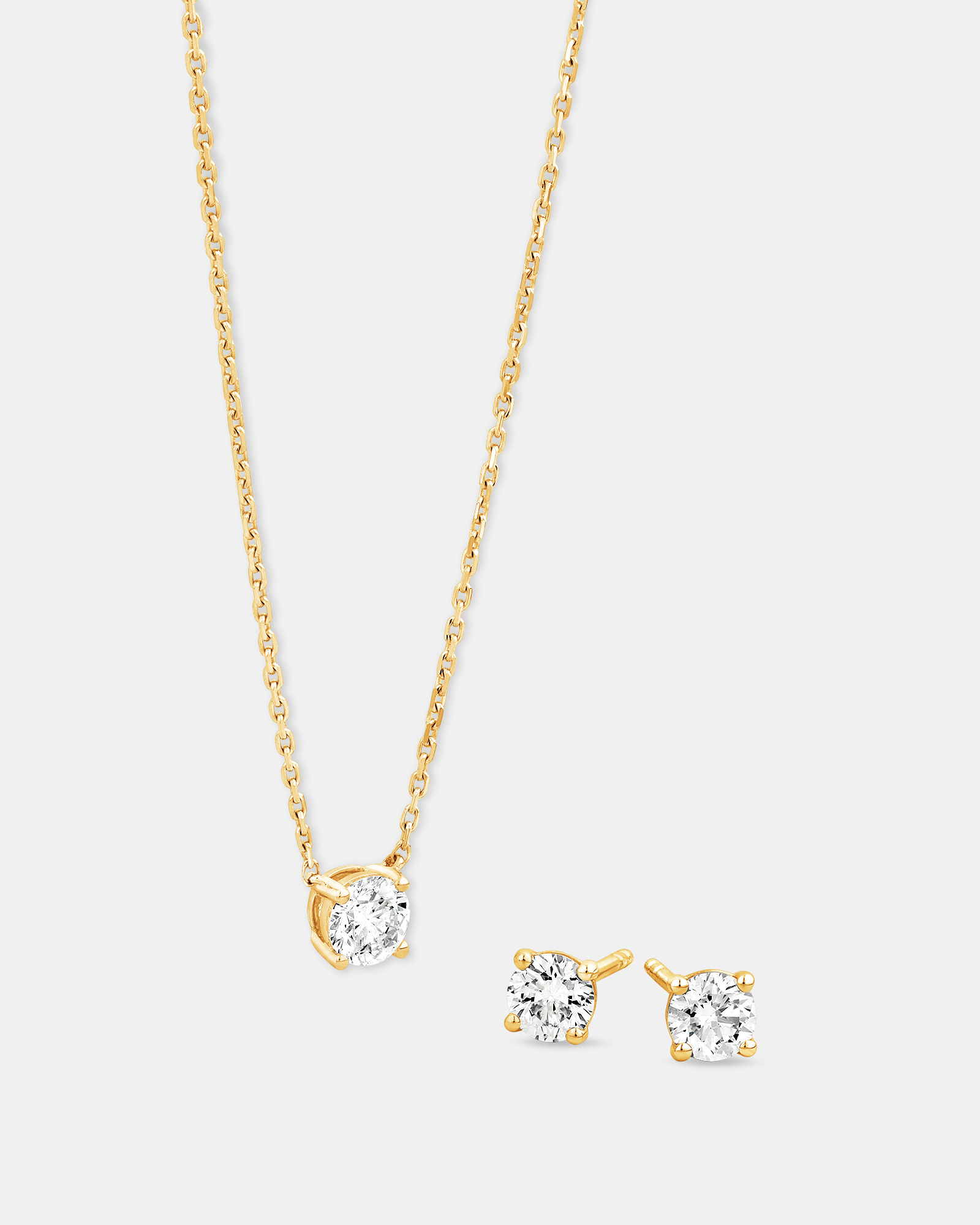 Boucles d’oreilles et pendentif en diamants cultivés en laboratoire TW de 0,60 carat sertis en or jaune 10 carats