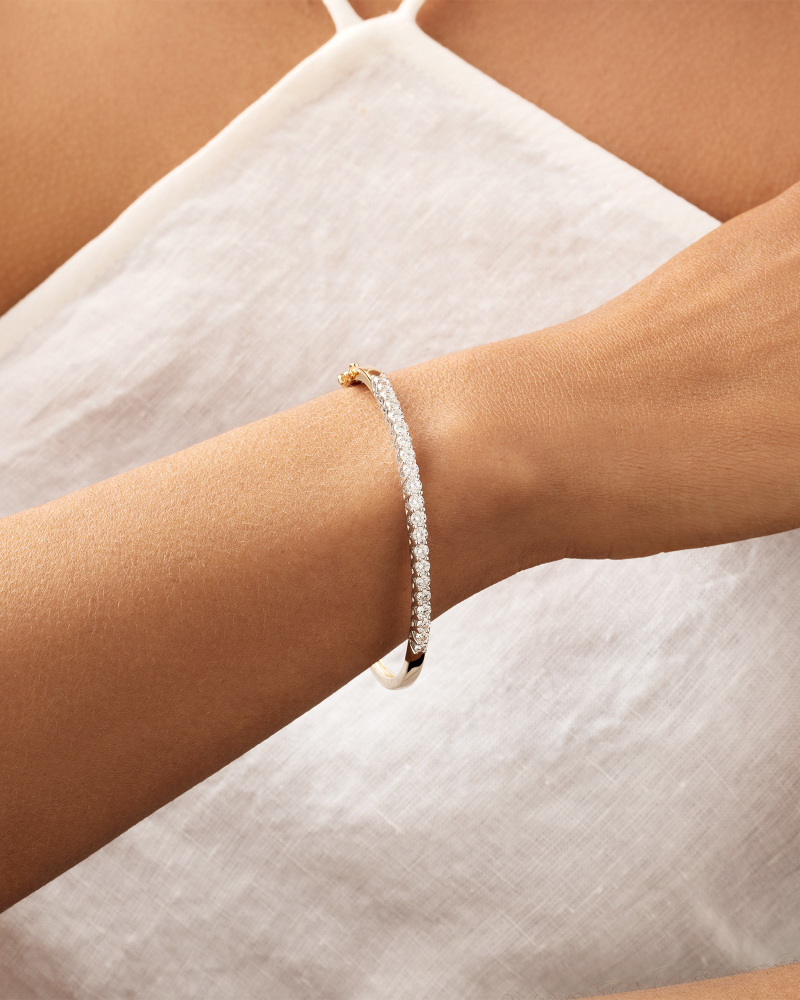 Hinged Bangle with 2 Carat TW of Diamonds 14kt Yellow & White Gold