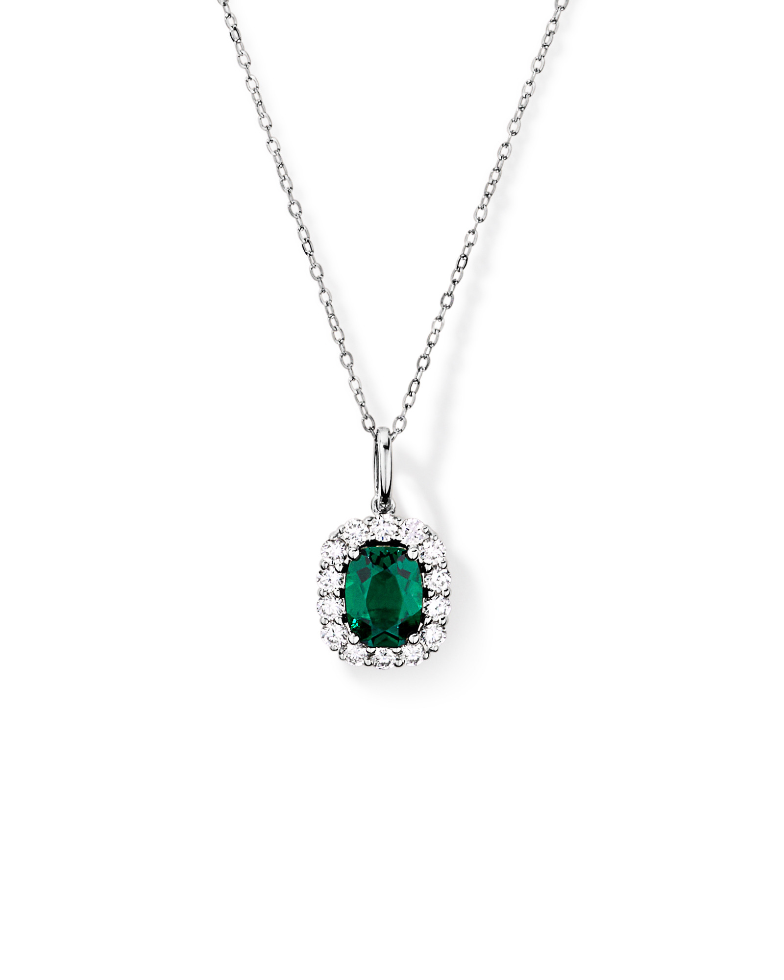 Created Emerald & .50 Carat TW Laboratory-Grown Diamond Halo Ring in 10kt White Gold