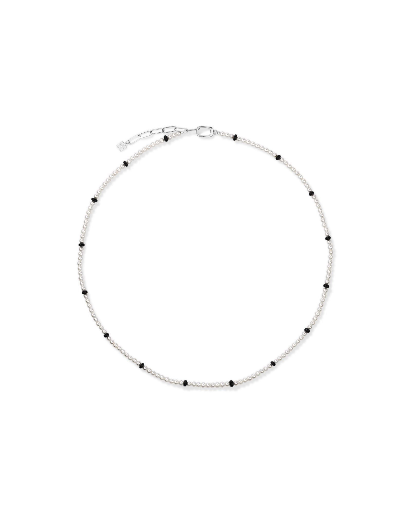 Cultured Freshwater Pearl & Onyx Necklace in Sterling Silver