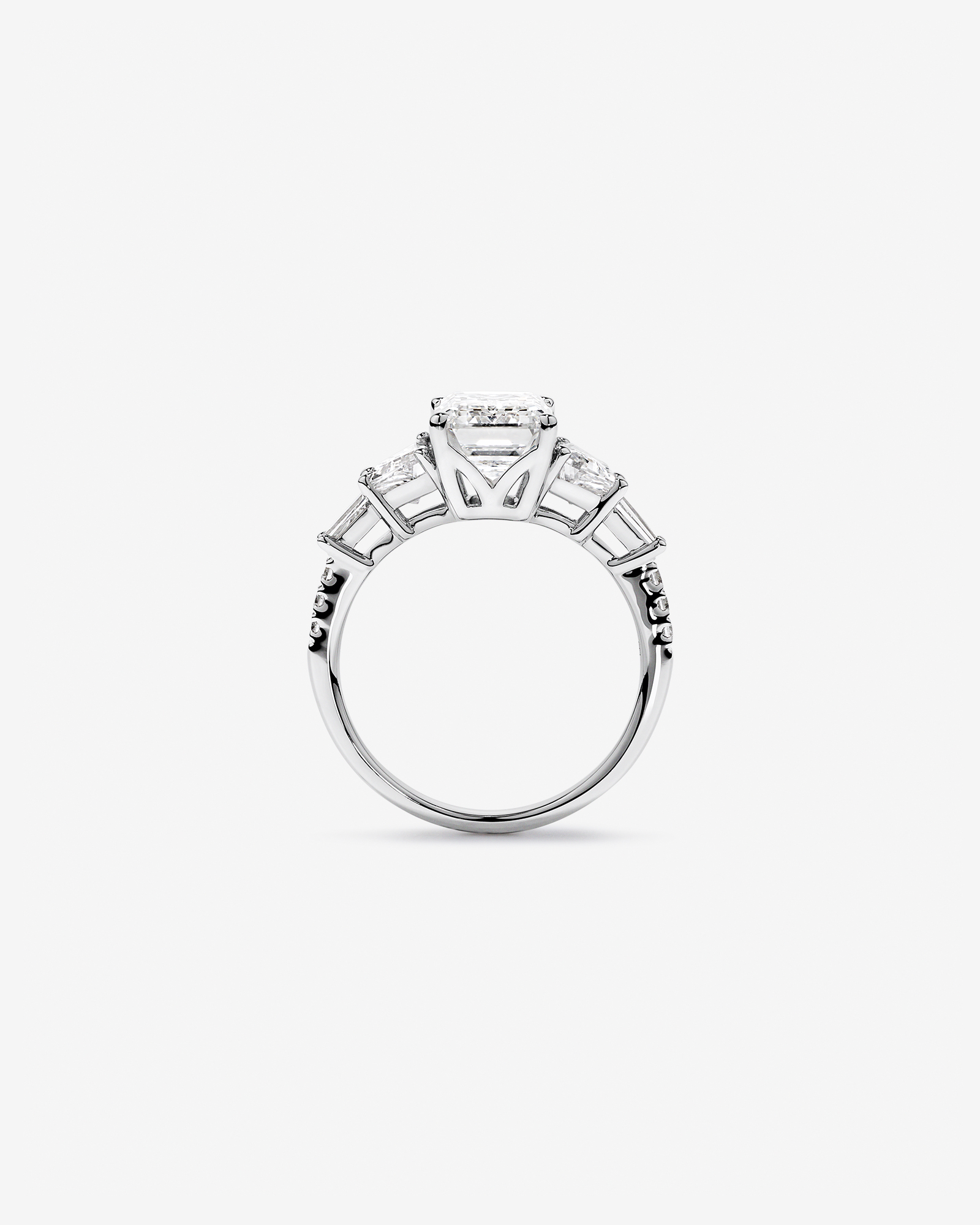 4.26 Carat TW Emerald Cut Laboratory-Grown Diamond Engagement Ring in 18kt White Gold