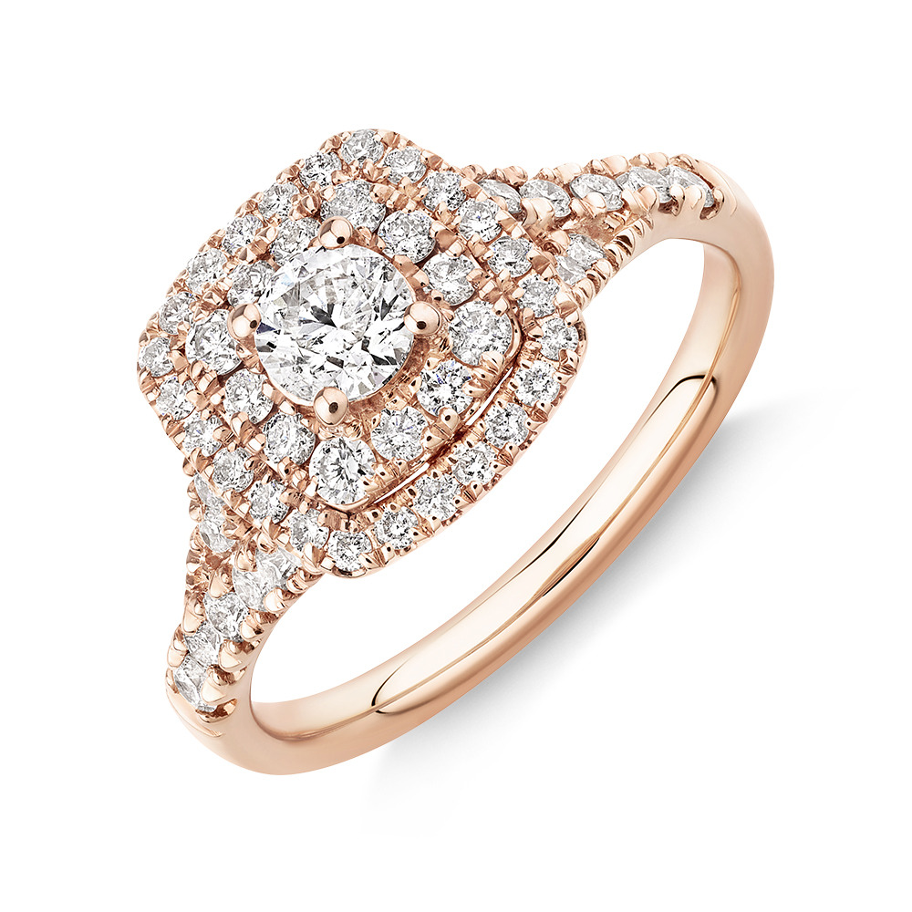 Ensemble nuptial en or rose 14 K avec diamants totalisant 1,18 ct