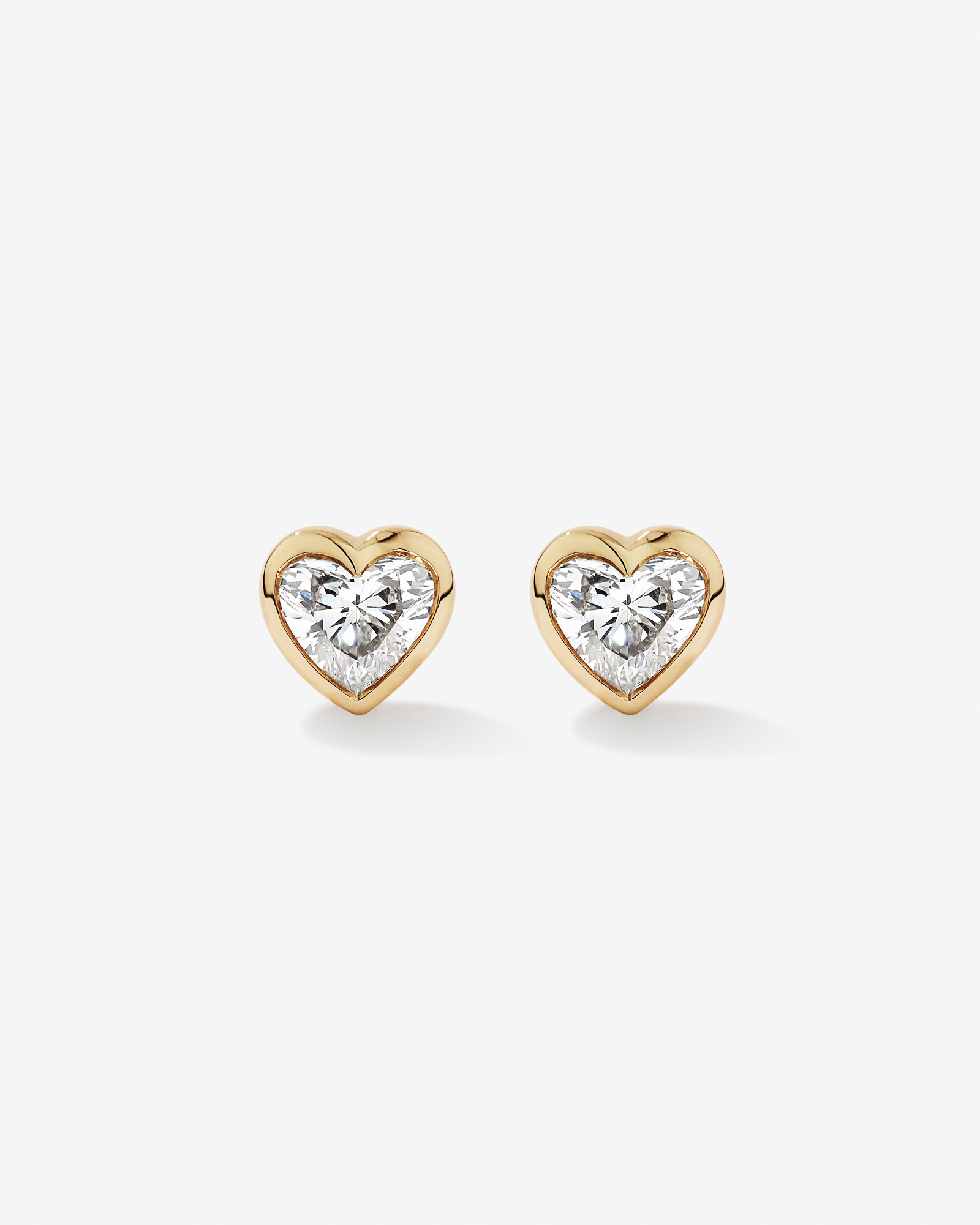 1.00 Carat TW Laboratory-Grown Diamond Heart Stud Earrings in 10kt Yellow Gold