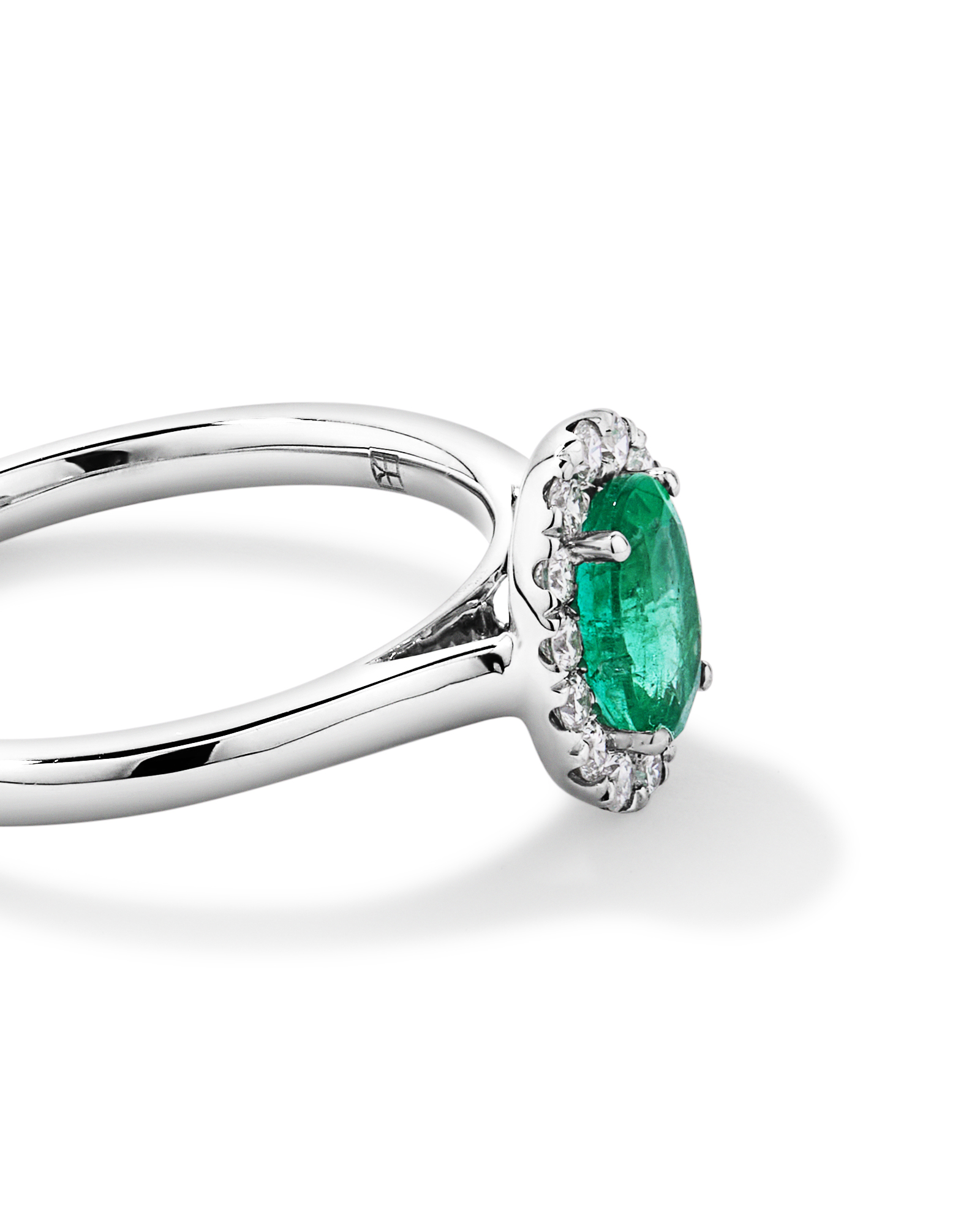0.25 Carat TW Oval Emerald and Diamond Ring in Recycled Platinum