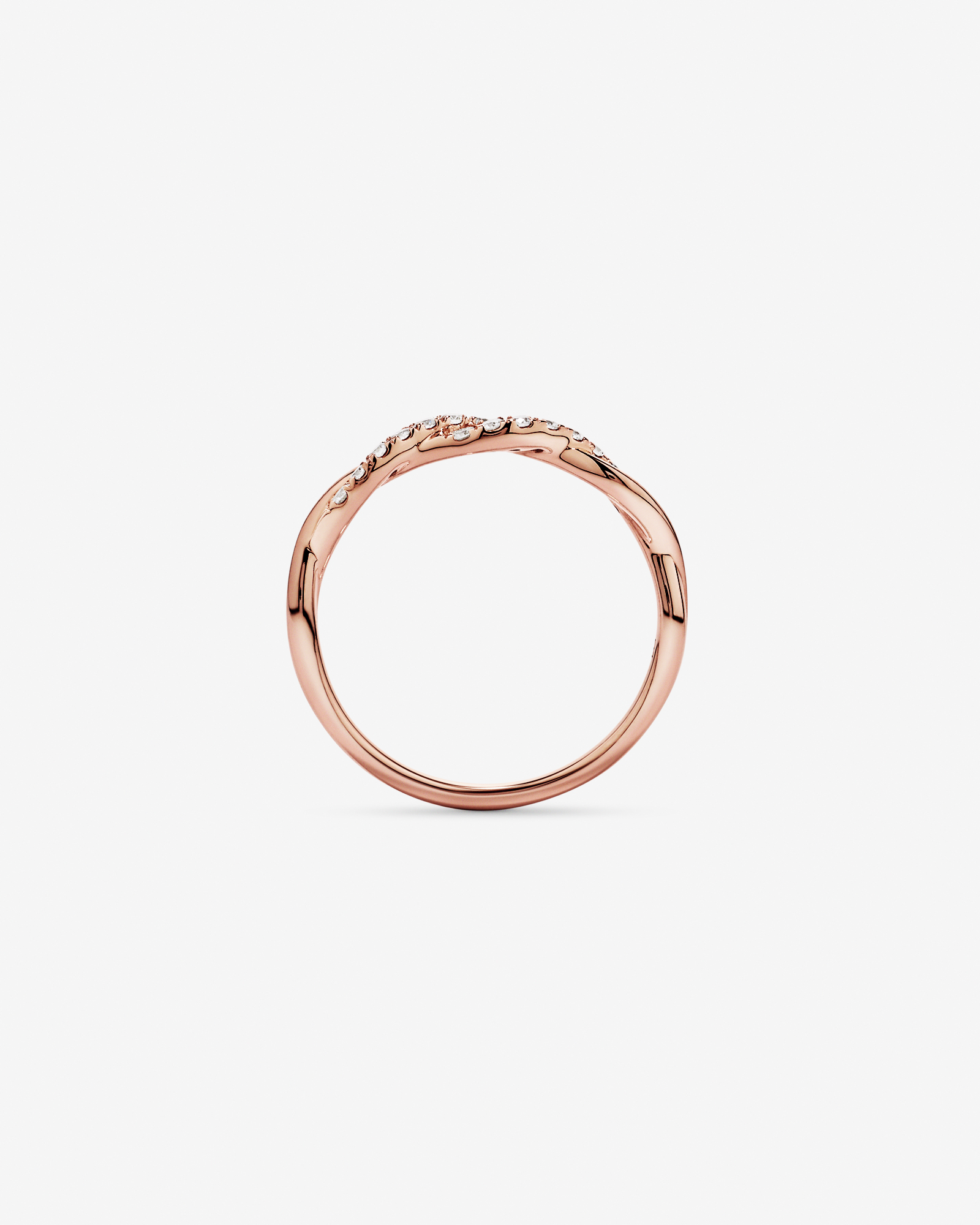 0.16TW Round Brilliant Laboratory-Grown Diamond Twist Wedding Ring 14kt Rose Gold