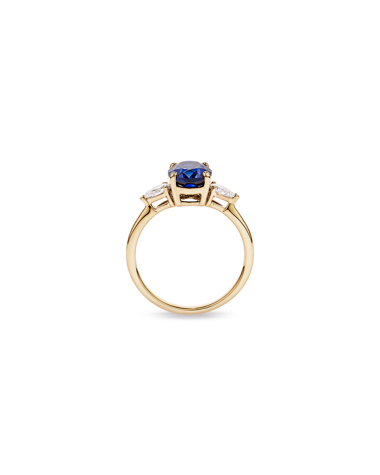 Created Sapphire and 0.27 Carat TW Laboratory-Grown Diamond Ring 10kt Gold