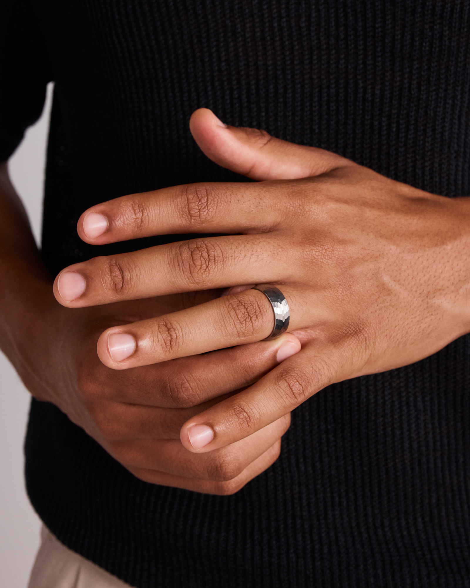 8mm Hammered Wedding Band in Tungsten