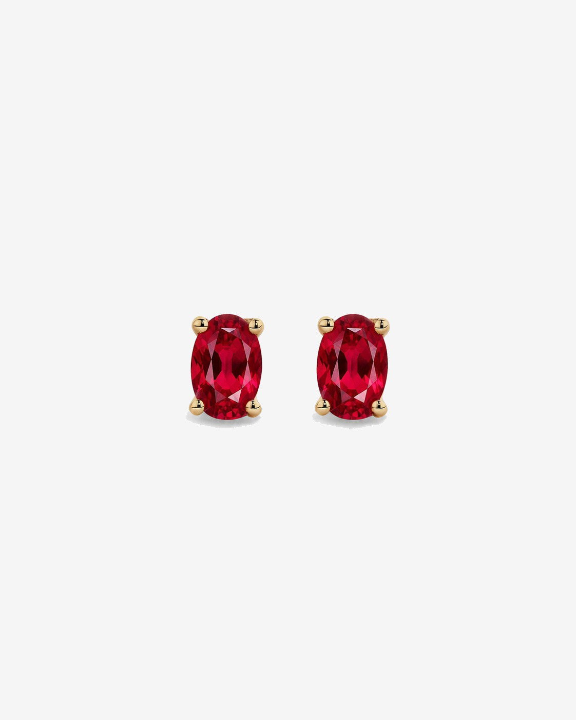 Oval Ruby Stud Earrings in 10kt Yellow Gold