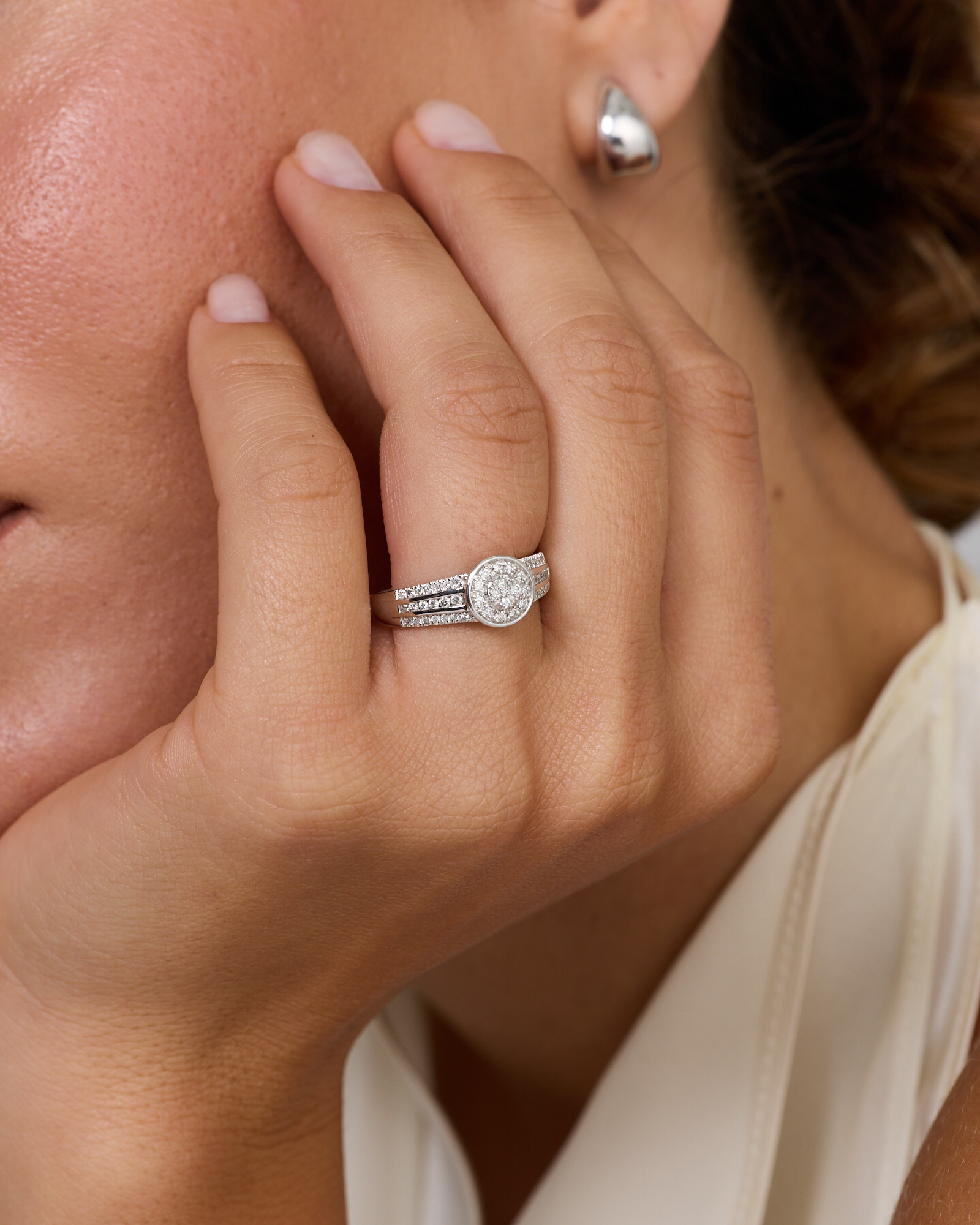Carat TW Round Diamond Cluster Ring Sterling Silver