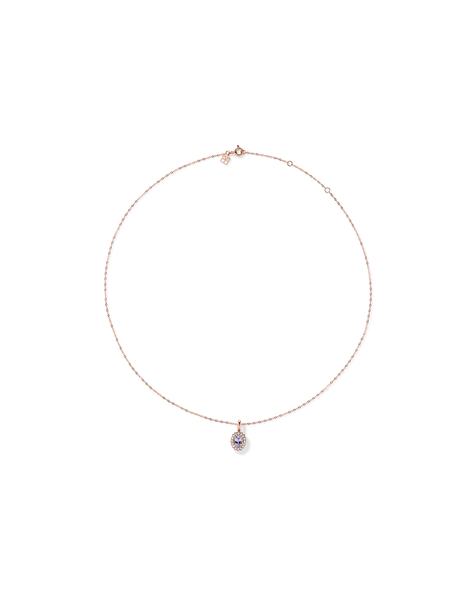 Tanzanite & 0.15TW of Diamond Halo Pendant with Chain in 10kt Rose Gold