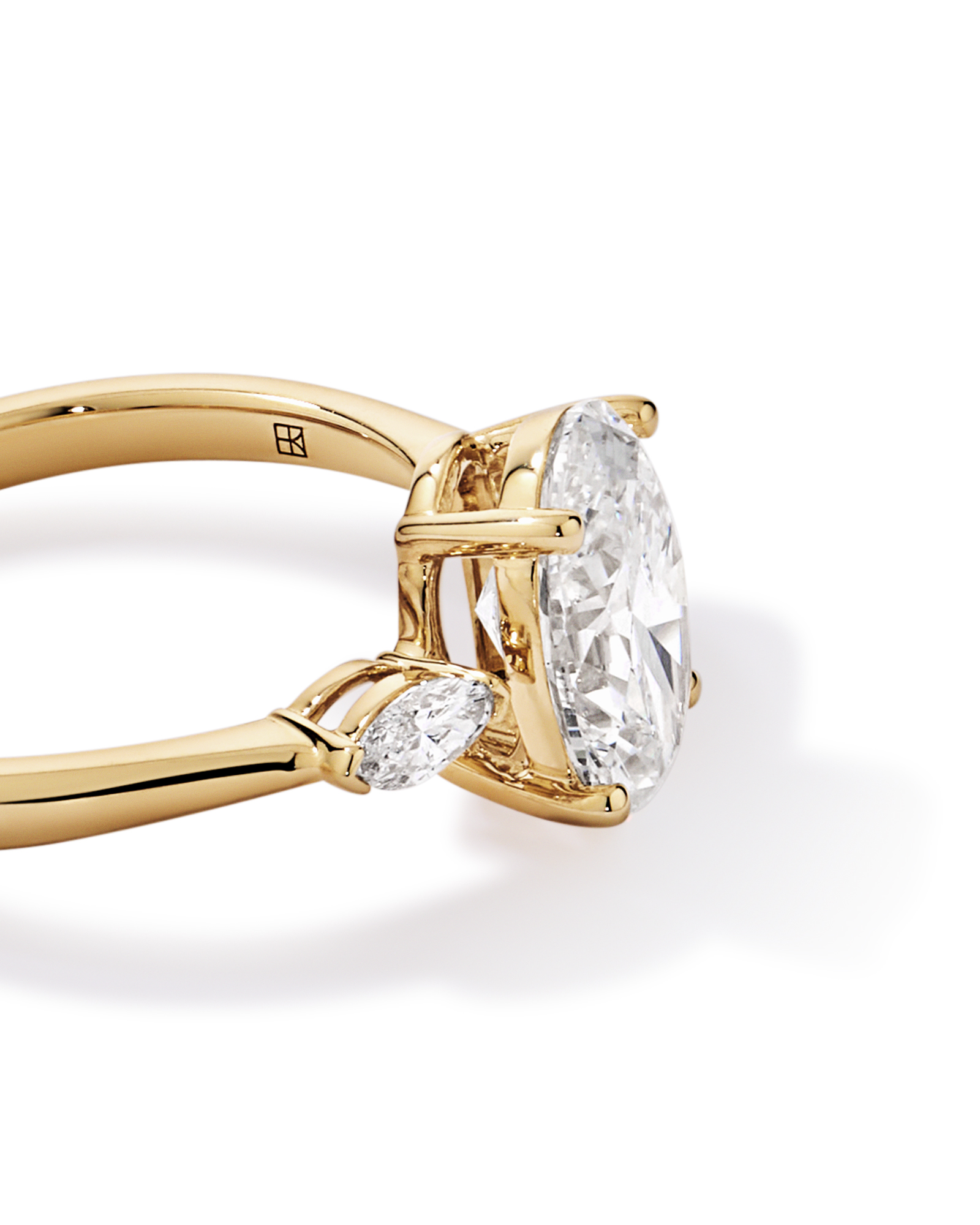 2.18 Carat TW Laboratory-Grown Diamond Oval and Marquise Three-Stone Ring 14kt Yellow Gold