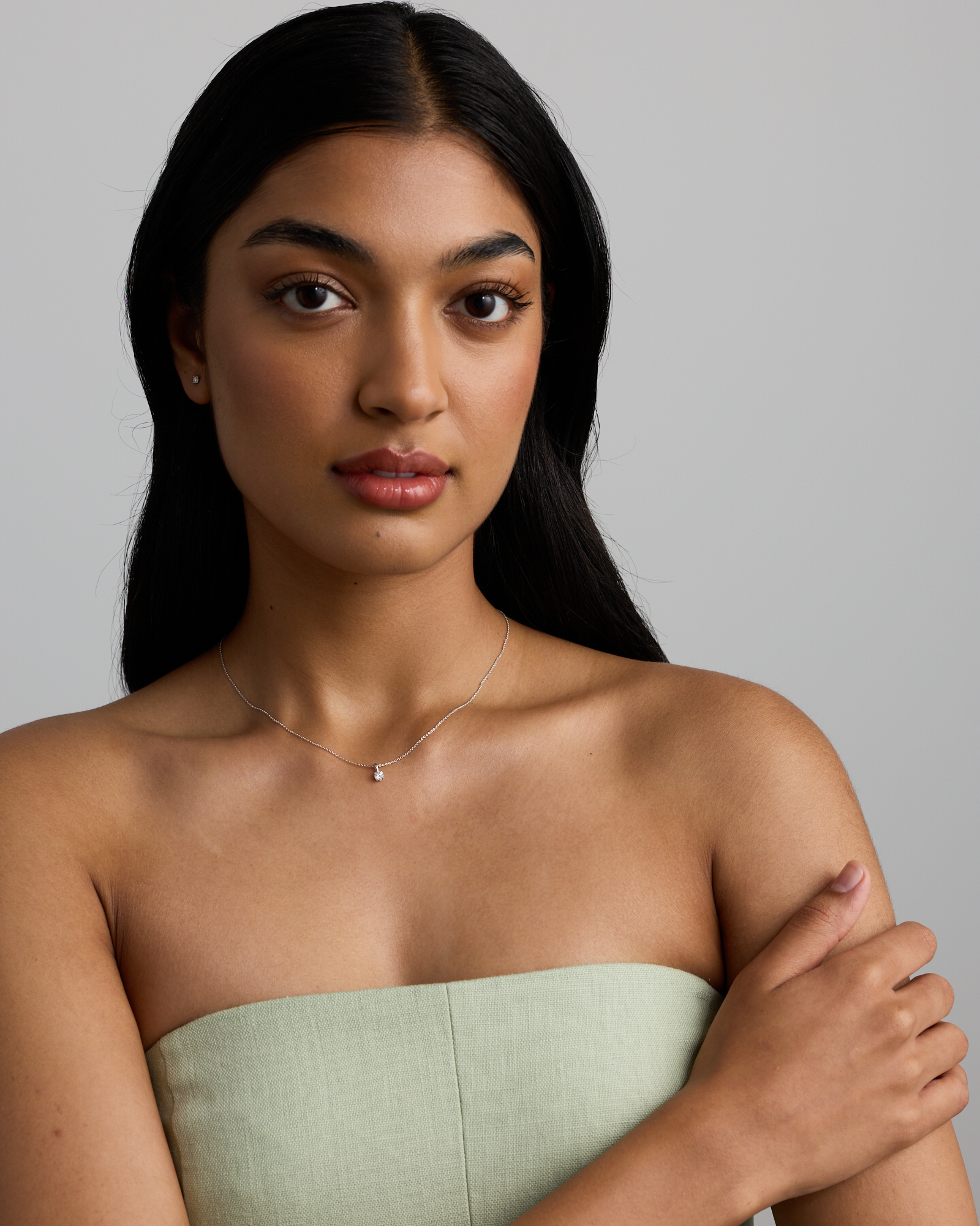 0.20 Carat TW Round Brilliant Laboratory-Grown Diamond Solitaire Stud Earrings in Sterling Silver